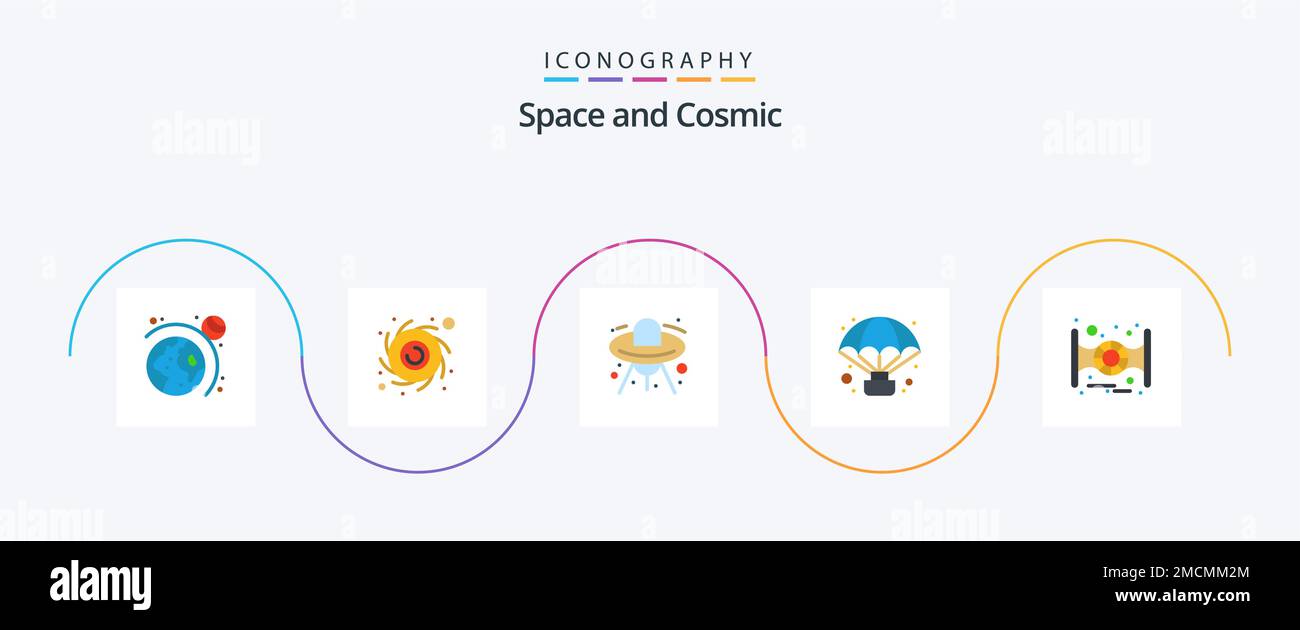 Pack Space Flat 5 Icon inclus . vaisseau spatial. espace. espace. bulle Illustration de Vecteur