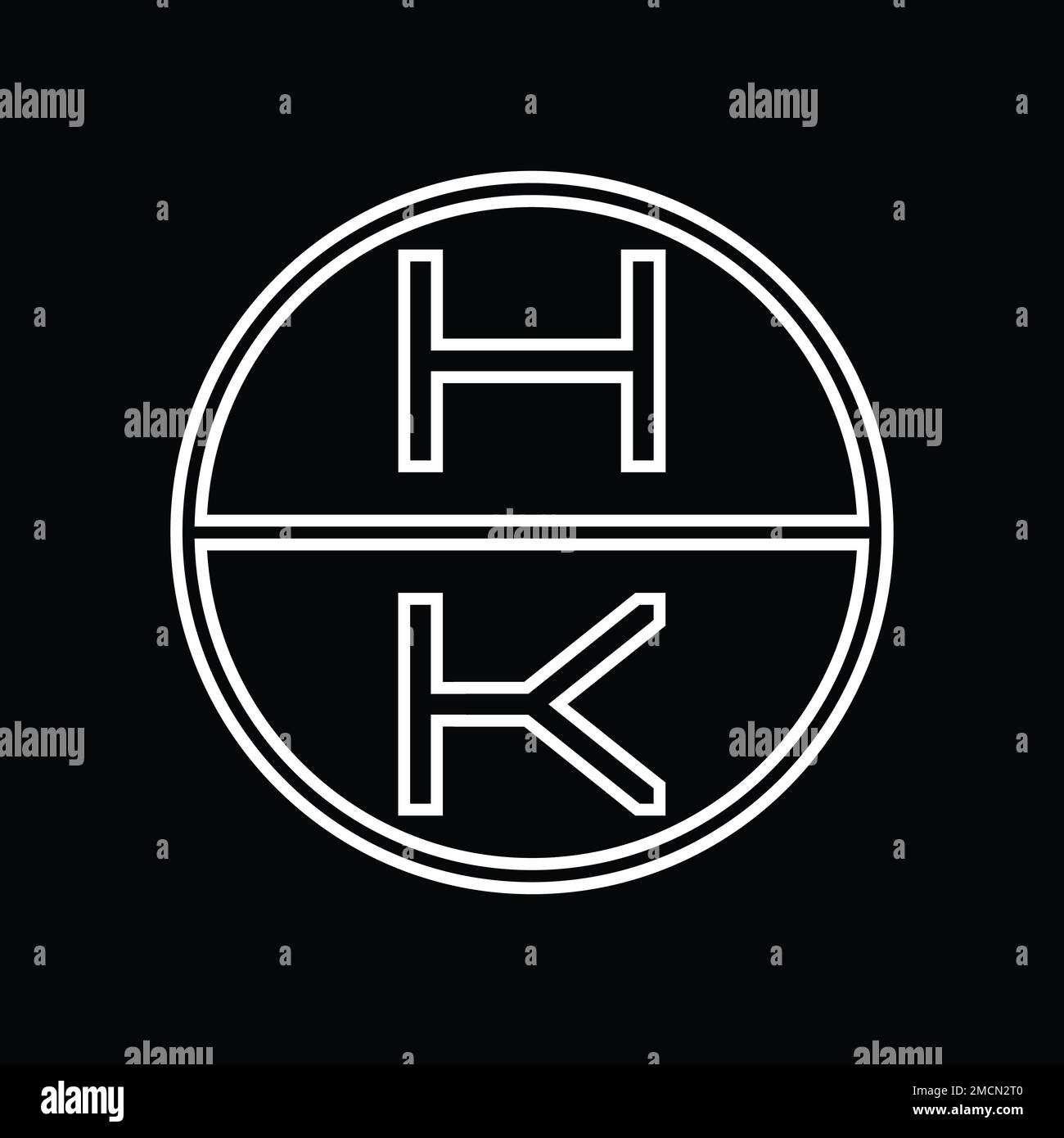 Logo KH monogramme résumé à l'intérieur cercle rayure vecteur images modèle de conception Banque D'Images