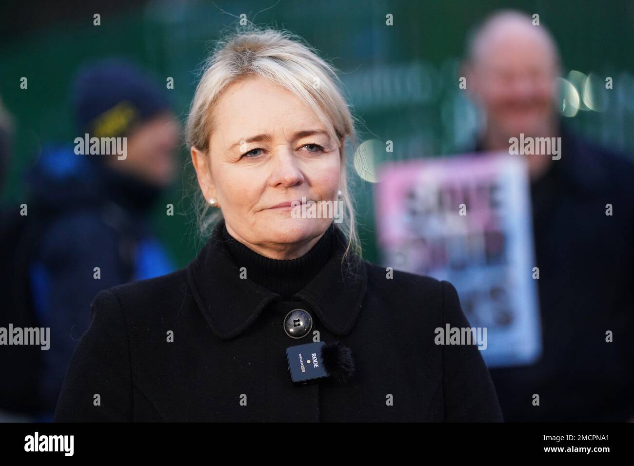 Photo du dossier datée du 21/12/2022 de Sharon Graham, secrétaire général du syndicat Unite, qui a accusé le gouvernement d'être incompétent en matière de négociations, ou de vouloir privatiser le NHS. Date de publication : dimanche 22 janvier 2023. Banque D'Images