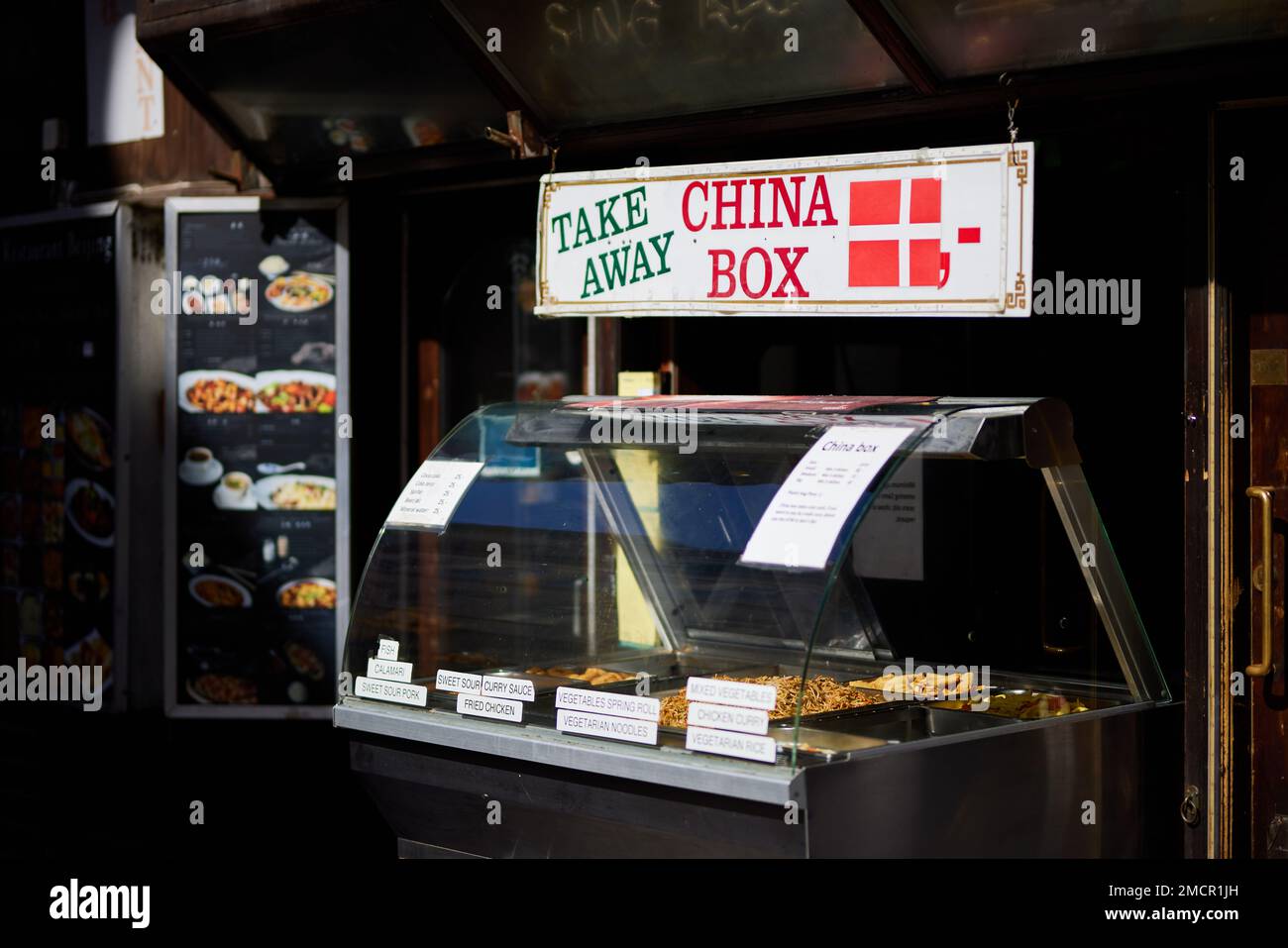 China Box, Takeaway, plats chinois à emporter ; Strøget, Copenhague, Danemark Banque D'Images