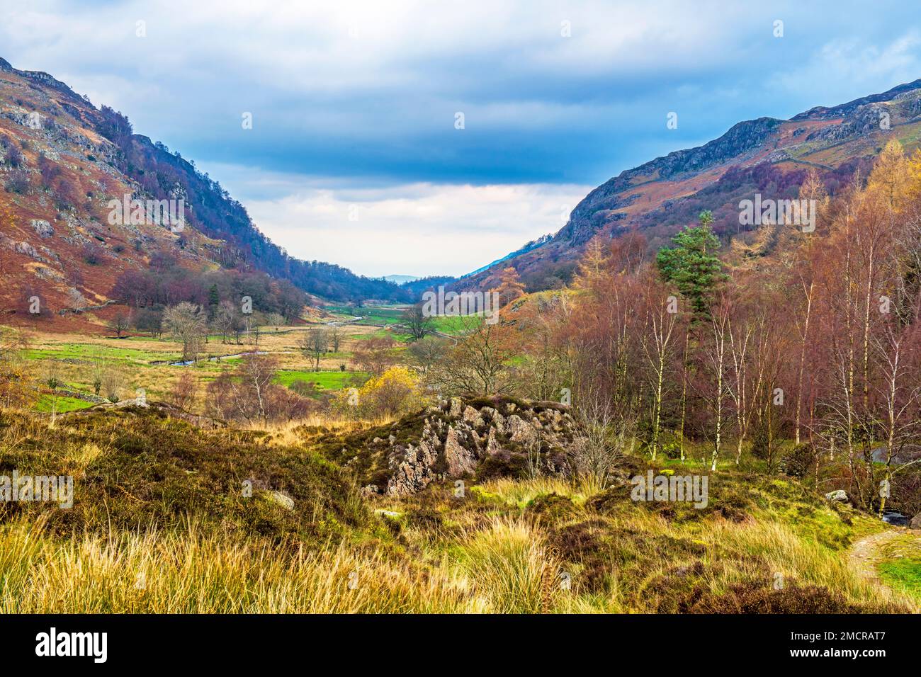 Vue sur la vallée de Watendlath dans le parc national du district du lac en novembre Banque D'Images