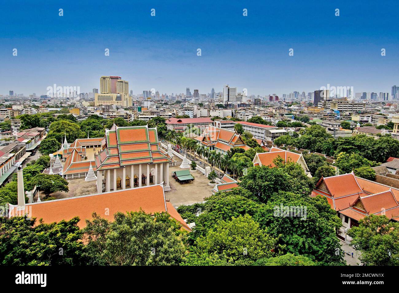 Vue de Wat Saket, Temple du Mont d'Or, sur Bangkok, Thaïlande Banque D'Images