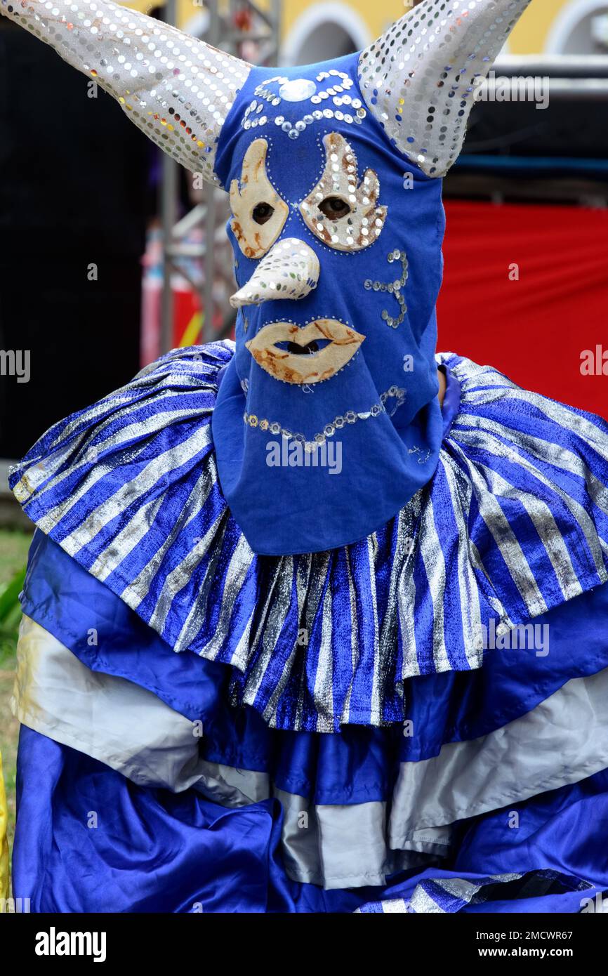 Maragogipe, Bahia, Brésil - 27 février 2017: Les gens habillés dans le style du carnaval de Venise ont l'amusement habillé pendant le carnaval dans la ville de Marag Banque D'Images