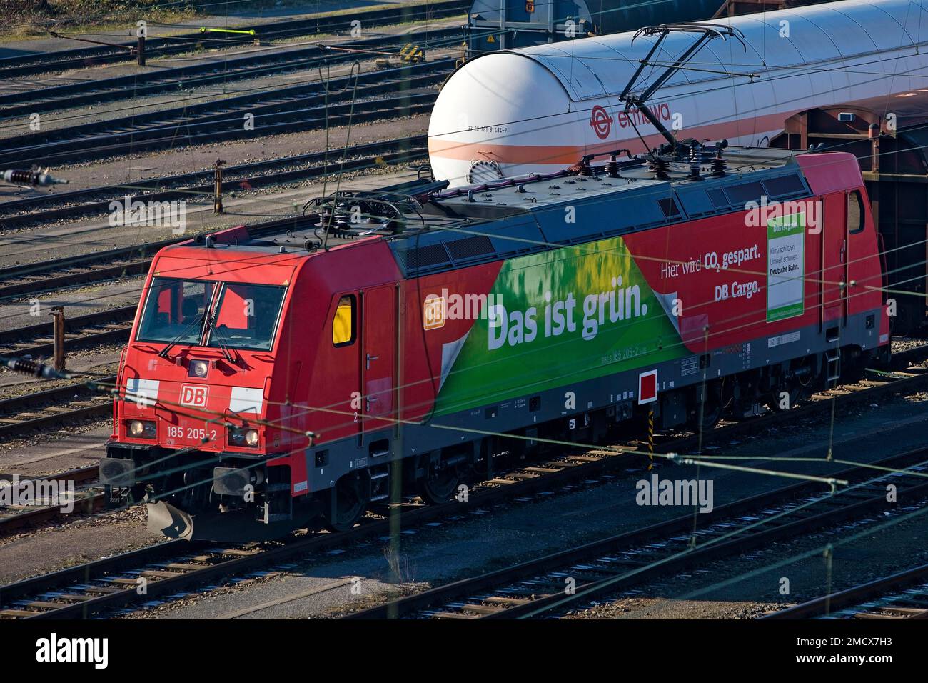 Usine de formation de trains dans la banlieue de Vorhalle, cour de triage, trains de marchandises, Hagen, région de la Ruhr, Rhénanie-du-Nord-Westphalie, Allemagne Banque D'Images