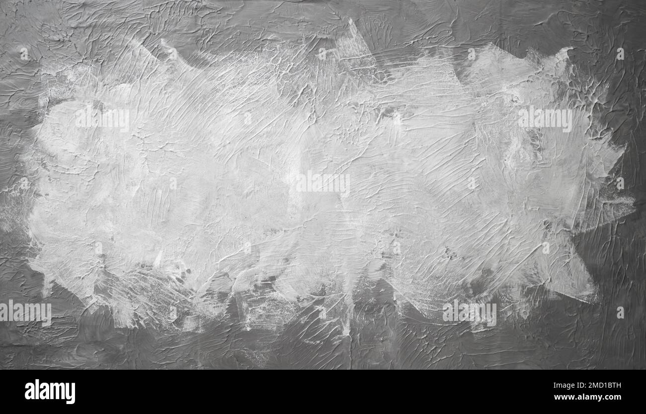 Rectangle de peinture gris et blanc sur texture béton, gros plan Banque D'Images