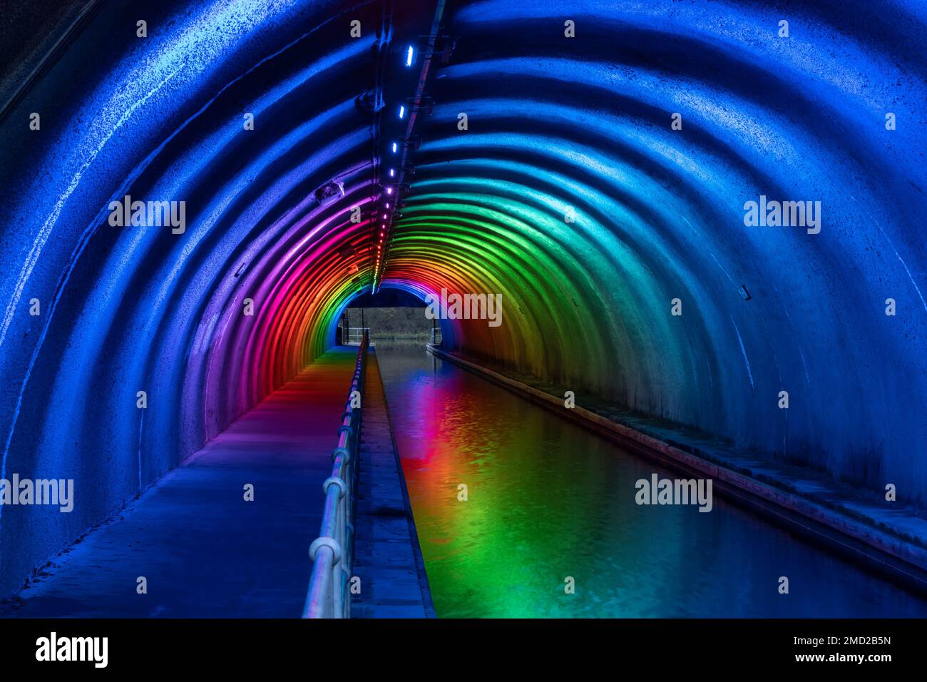 Le tunnel de Roughcastle la nuit, Édimbourg et Glasgow Union Canal, Falkirk, Écosse, Royaume-Uni Banque D'Images