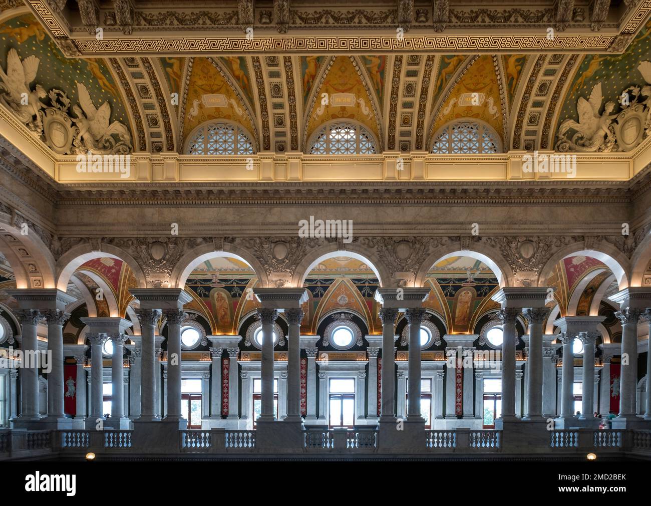 Intérieur complexe de la Grande salle dans la Bibliothèque du Congrès, Capitol Hill, Washington DC, États-Unis Banque D'Images