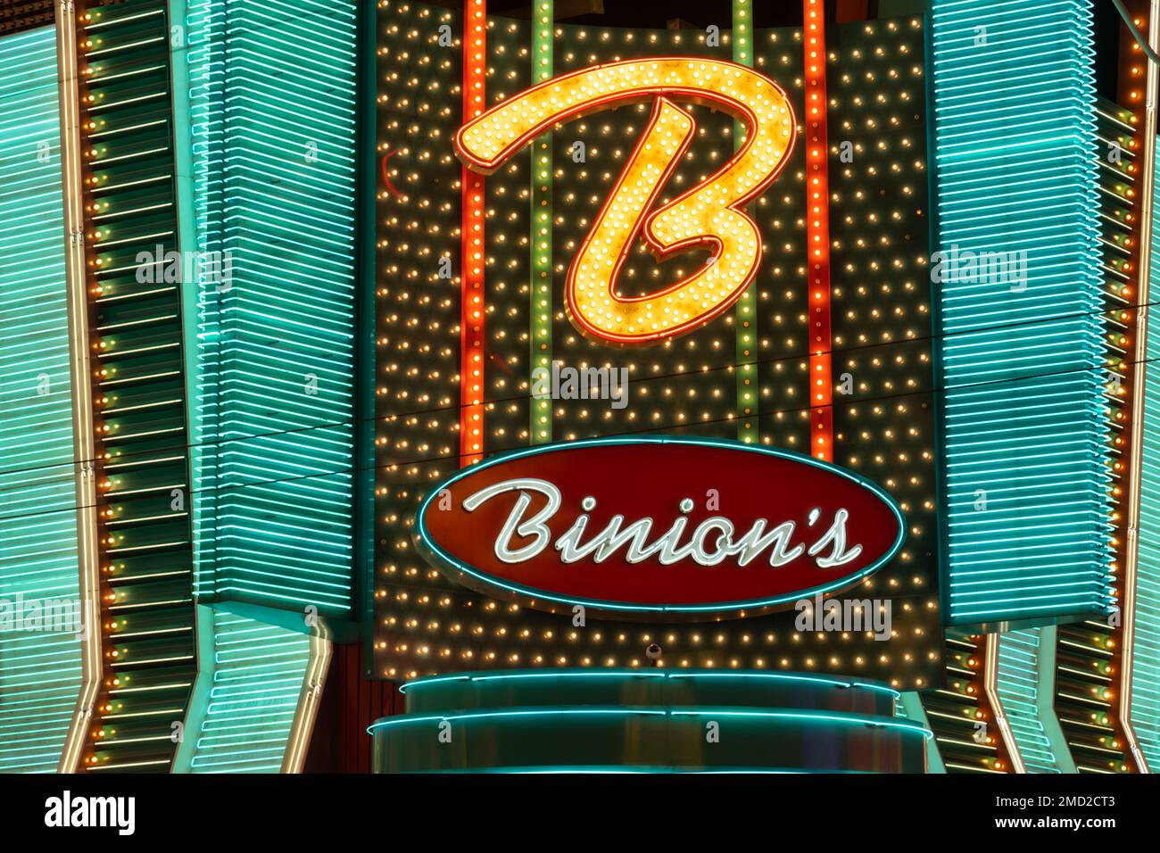 Panneau d'entrée principal à Binions Gambling Hall & Hotel, Fremont Street, Las Vegas, Nevada, États-Unis Banque D'Images