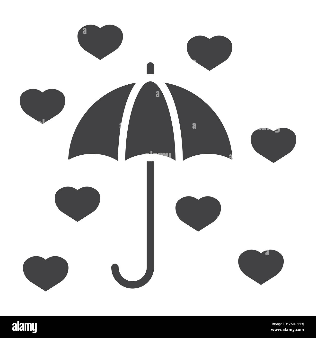 Love Umbrella glyphe icône, Saint Valentin et romantique, coeur signe graphique vectoriel, un motif Uni sur un fond blanc, eps 10. Illustration de Vecteur