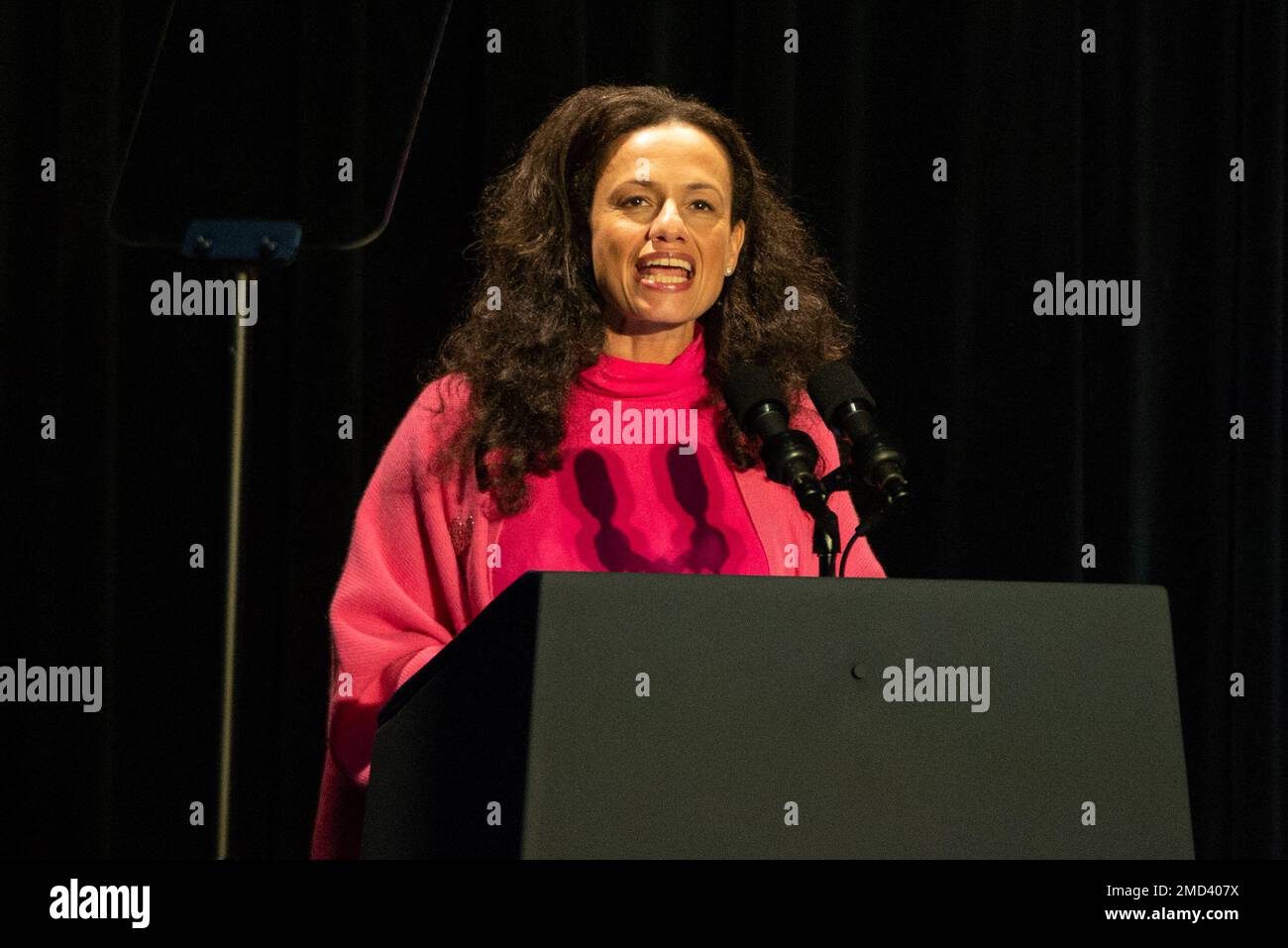 Le PDG de Planned Parenthood Alexis McGill Johnson parle devant les États-Unis Le vice-président Kamala Harris prononce un discours pour commémorer le 50th anniversaire de Roe c. Wade à Tallahassee, en Floride, sur 22 janvier 2023. Photo de Tori Lynn Schneider/ABACAPRESS.COM Banque D'Images