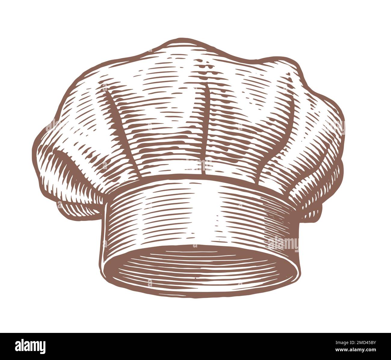 Chapeau de chef, chapeau de cuisinier style esquisse. Concept alimentaire. Design pour le menu du restaurant ou du café. Illustration vectorielle gravée Illustration de Vecteur