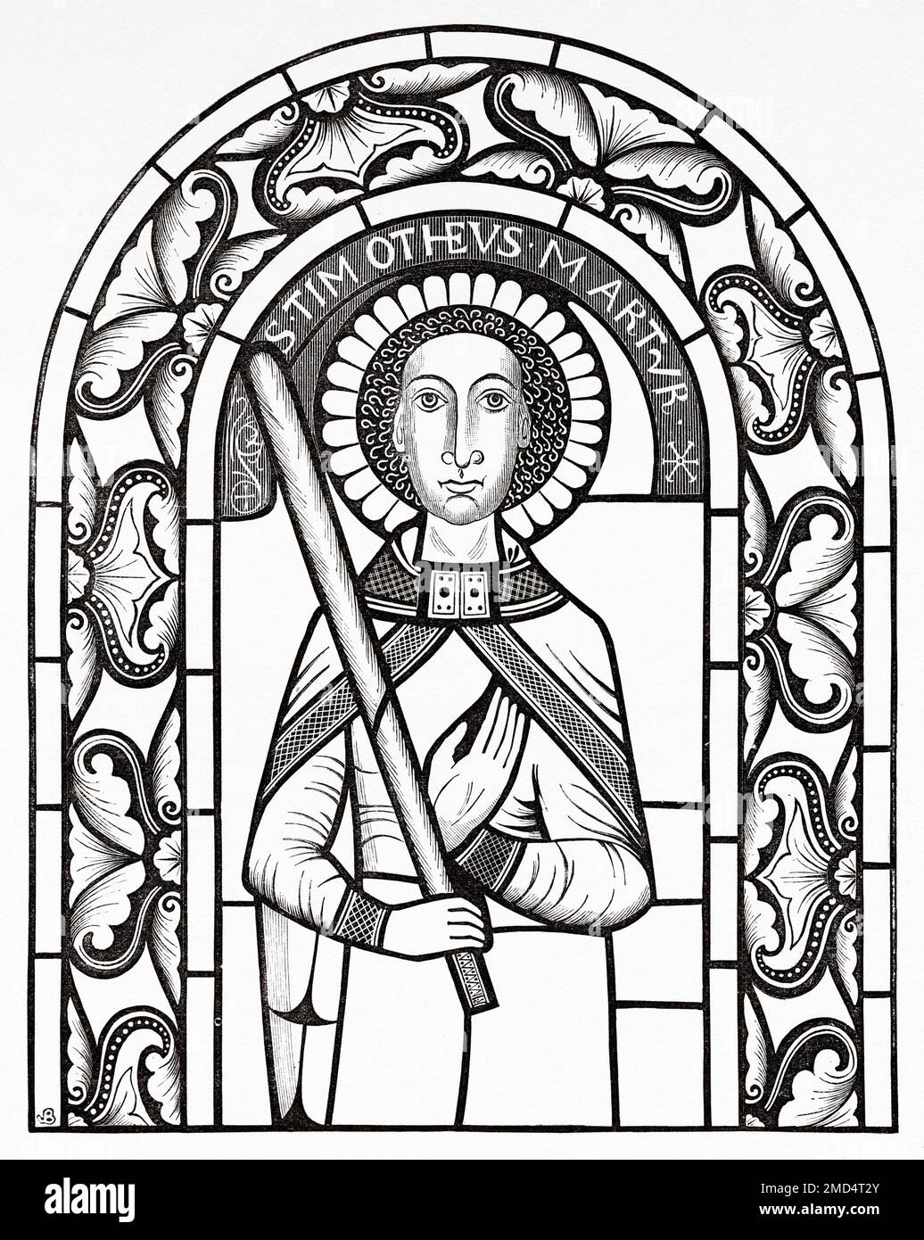 Saint Timothy martyr à Reims en 287, vitrail dans l'église de Neuwiller Bas-Rhin, France. Les arts du Moyen-âge et à la période de la Renaissance par Paul Lacroix, 1874 Banque D'Images