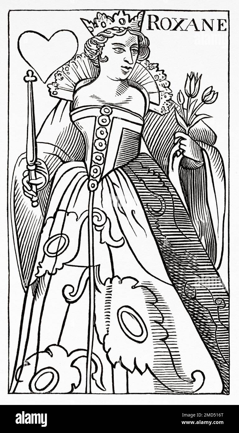Roxane, Reine des coeurs, spécimen de l'époque de Henri IV Les arts du Moyen-âge et à la période de la Renaissance par Paul Lacroix, 1874 Banque D'Images