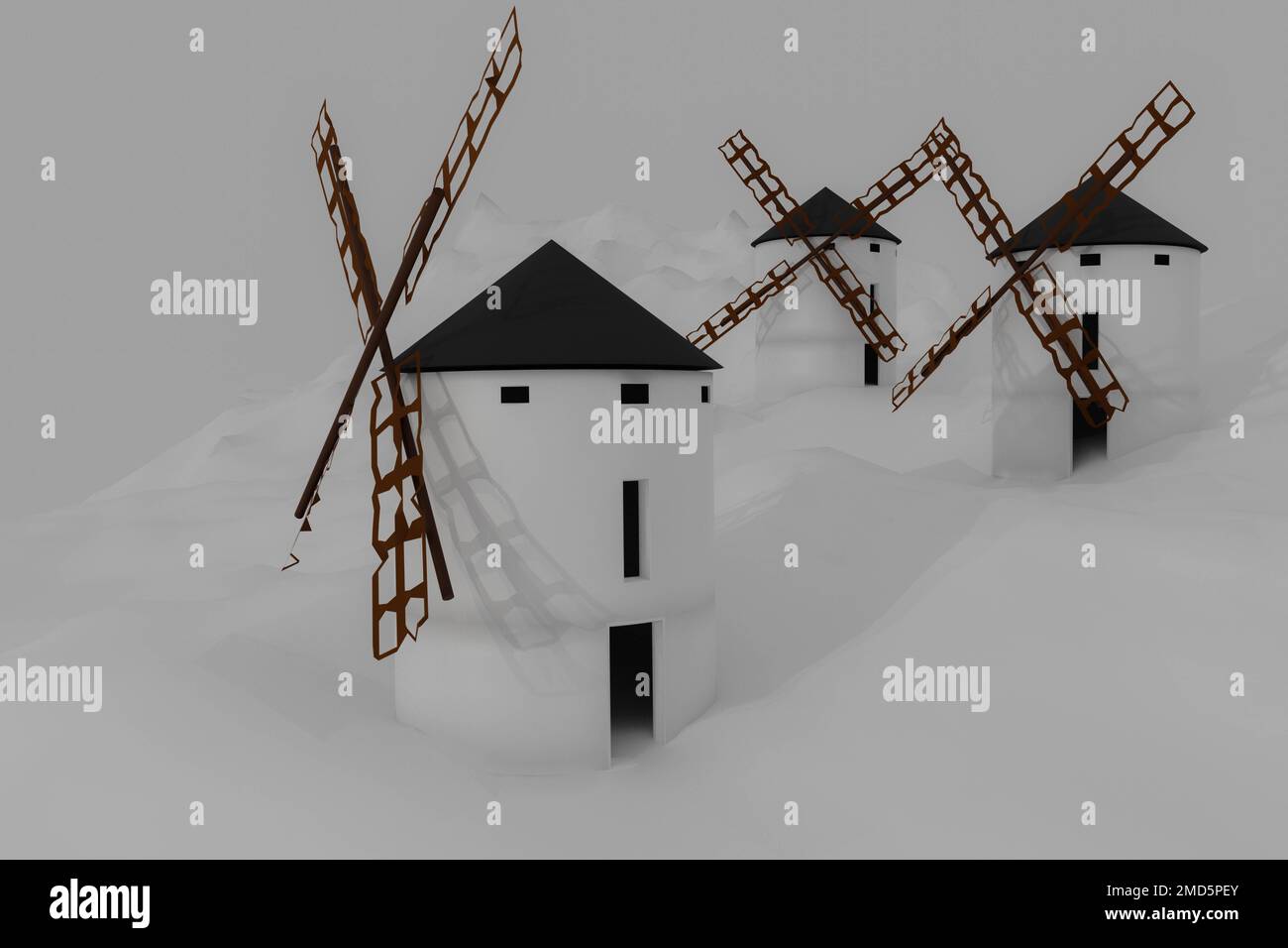 Effectuez le rendu de 3D moulins à vent Banque D'Images