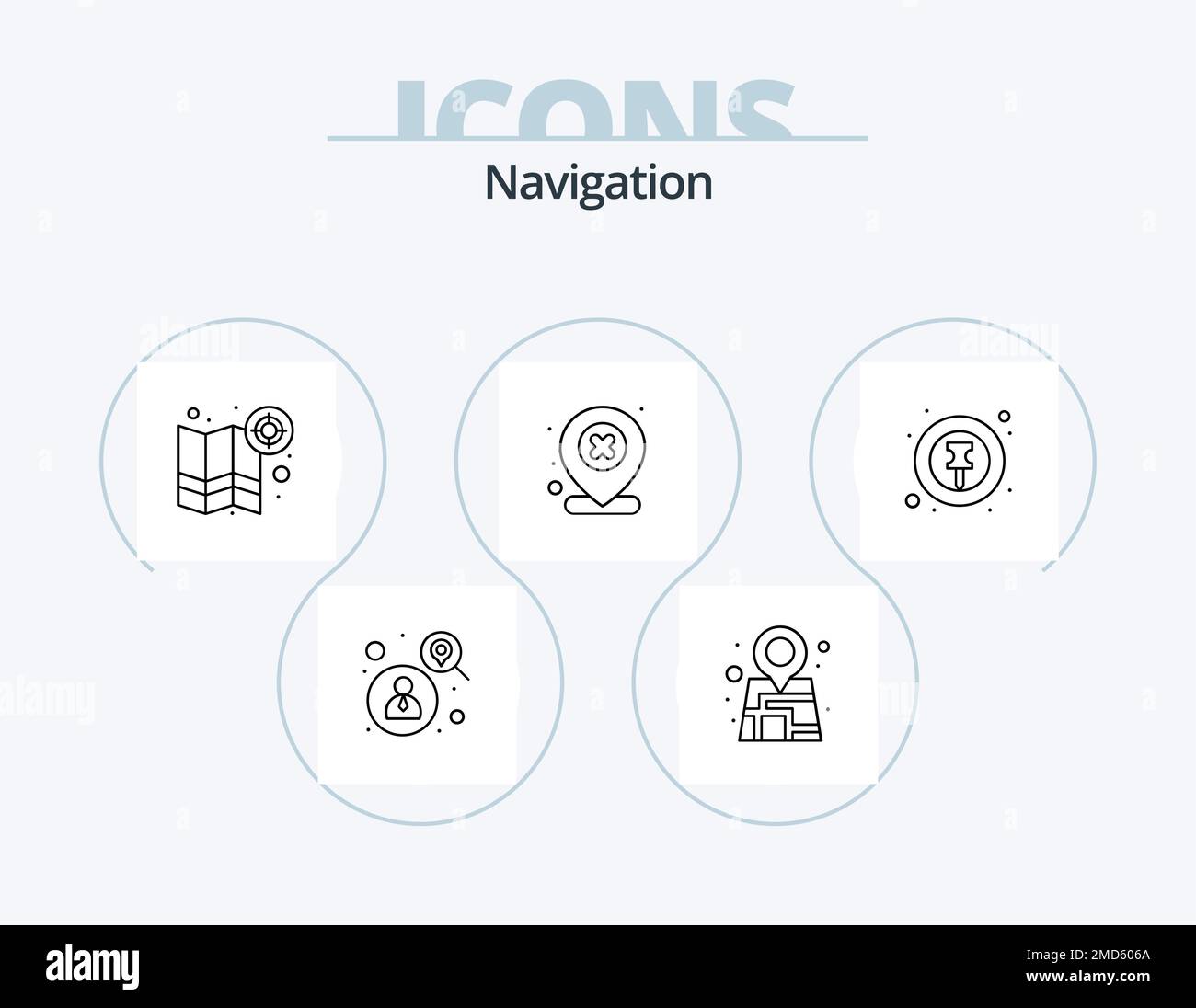 Ligne de navigation Icon Pack 5 Icon Design. ville. carte. rechercher. ville. moniteur Illustration de Vecteur