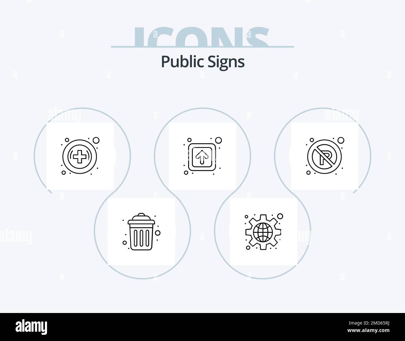 Public Signs Line Icon Pack 5 Icon Design. ville. téléphone. non sécurisé. informations. recyclez Illustration de Vecteur