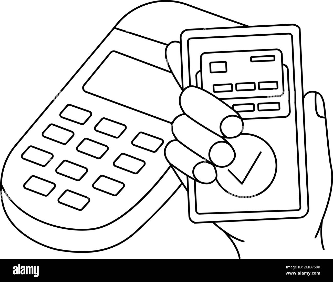 Terminal de point de vente pour paiement sans contact. Paiement par téléphone intelligent avec terminal de point de vente. Application bancaire mobile et paiement électronique. Paiements NFC sans fil. Illustration de Vecteur