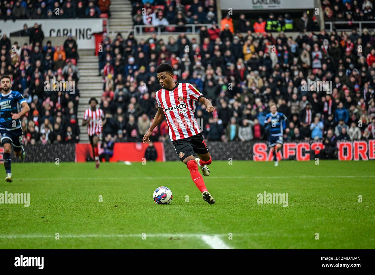 Sunderland AFC avance Amad Diallo en action contre Middlesbrough dans le championnat de l'EFL. Banque D'Images