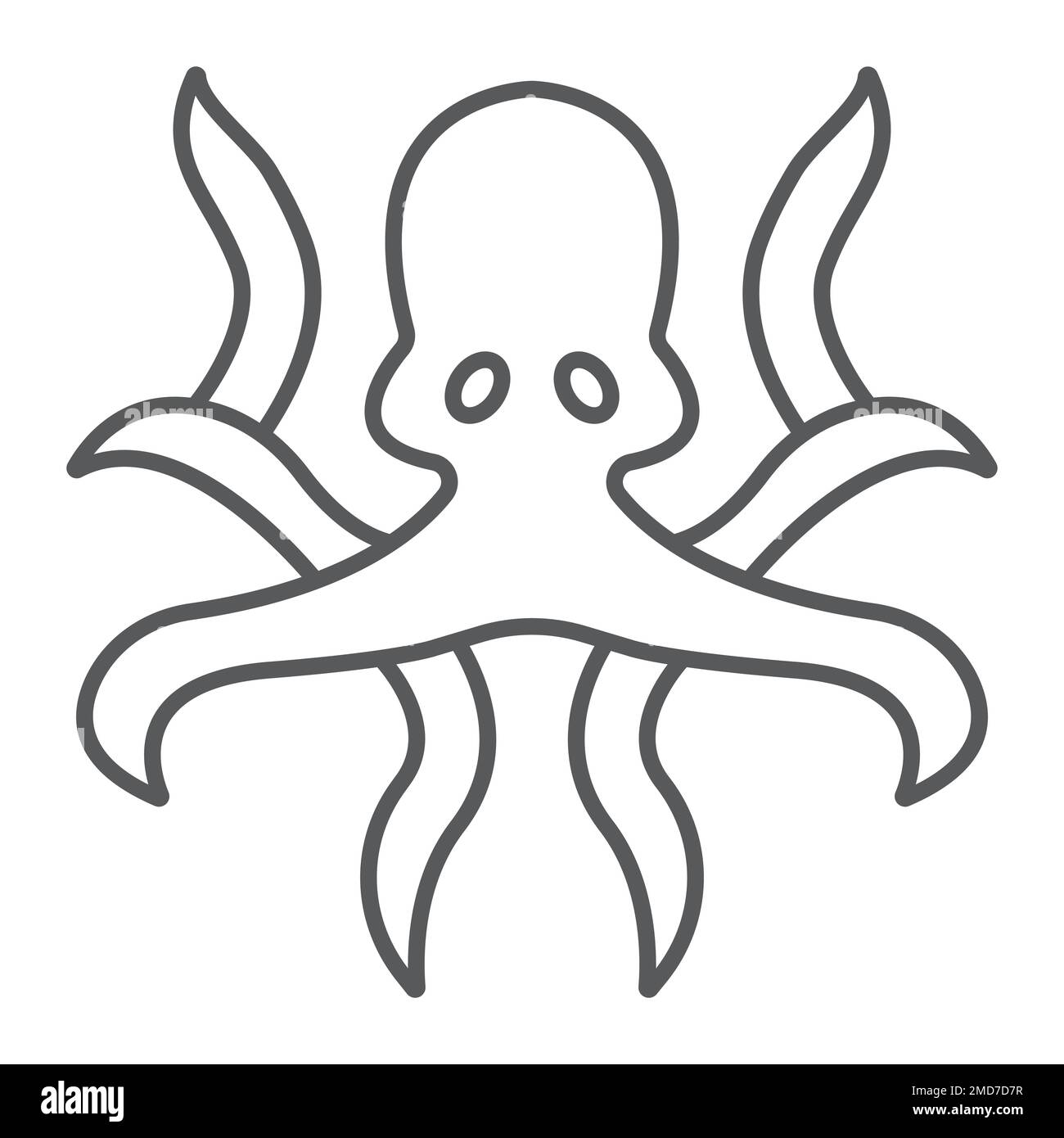 Icône de ligne mince d'octopus, animaux et sous-marins, graphiques de vecteur de signe aquatique, un motif linéaire sur un fond blanc, eps 10. Illustration de Vecteur