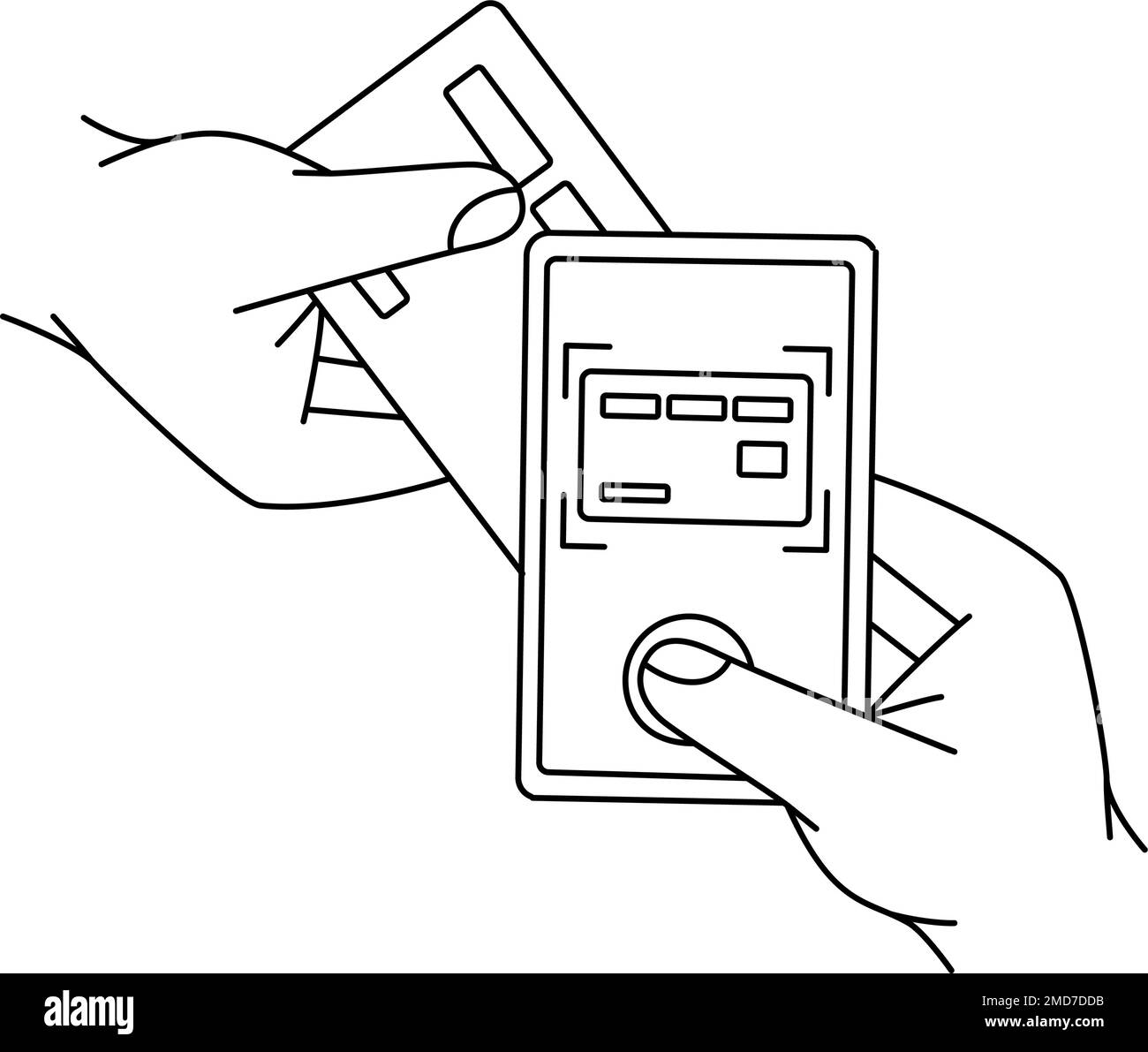 Numérisation par carte pour paiement bancaire mobile. Smartphone avec transaction en ligne. Application bancaire mobile. Paiement électronique. Paiements NFC sans fil. Illustration de Vecteur