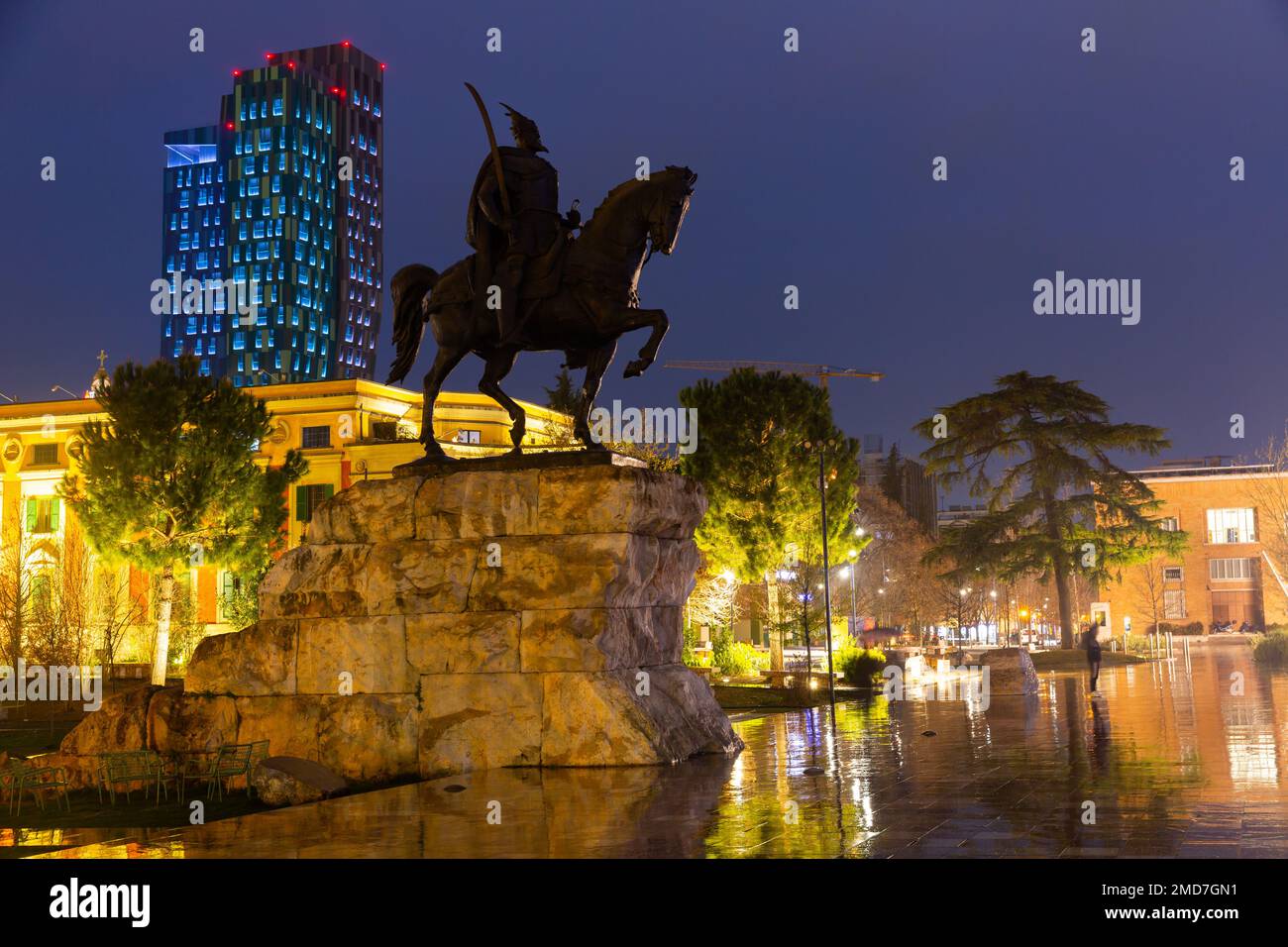 Statue de Gjergj Katrioti à Tirana, Albanie Banque D'Images