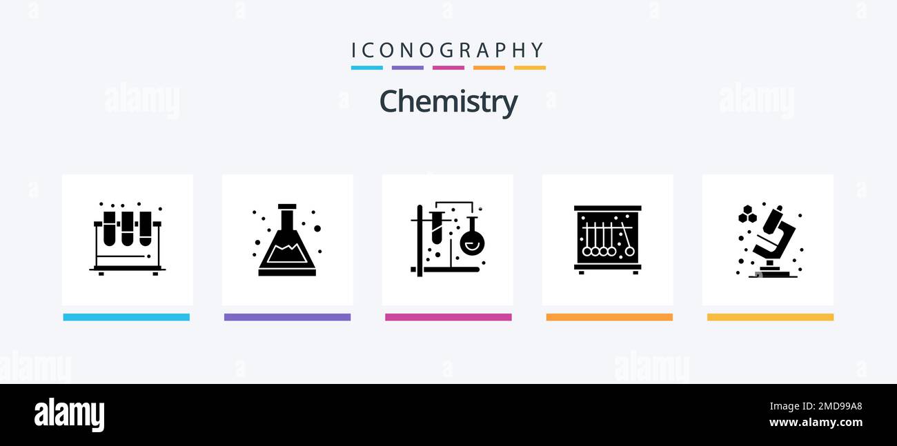 Pack d'icônes du glyphe 5 de chimie comprenant la chimie. pendule. etude. physique. formule. Création d'icônes créatives Illustration de Vecteur