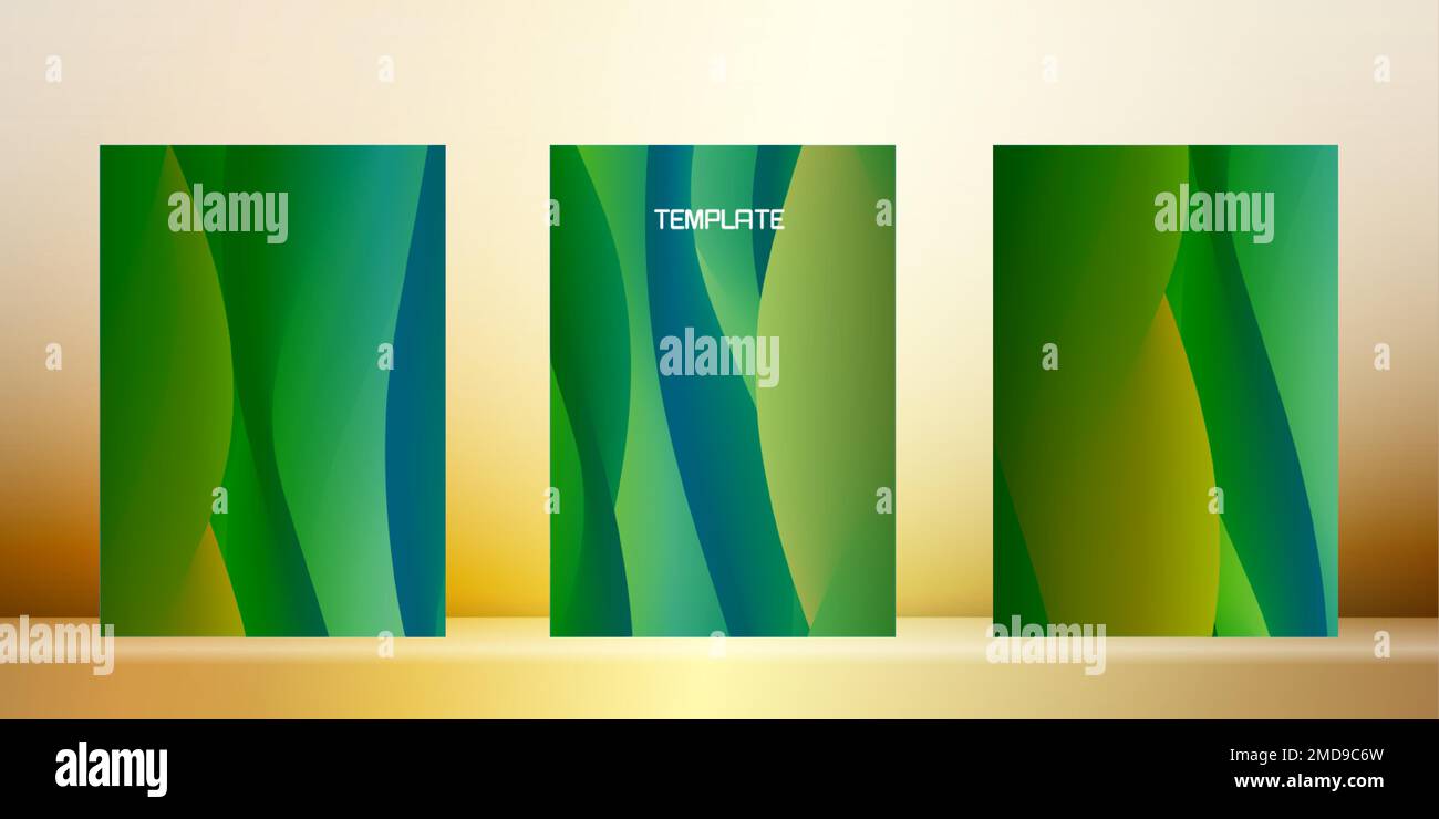 vert fluide flux dynamique fonds, set card collection mode fluide résumé bannière modèle illustration vectorielle Illustration de Vecteur