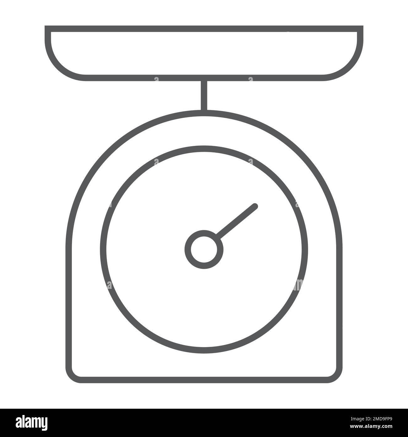 Icône de ligne fine de balance de cuisine, cuisine et cuisine, graphiques vectoriels de signe de poids, un motif linéaire sur un fond blanc, eps 10. Illustration de Vecteur