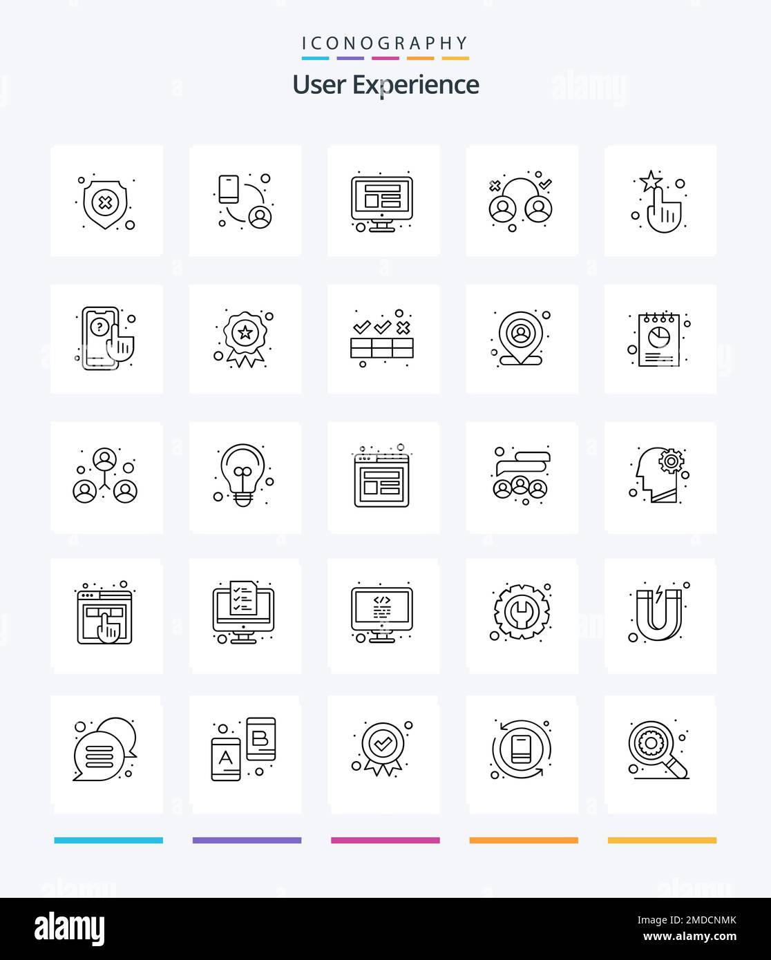 Pack d'icônes Creative User Experience 25 Outline, telles que l'interface. médias sociaux. ordinateur. utilisateur. expérience Illustration de Vecteur