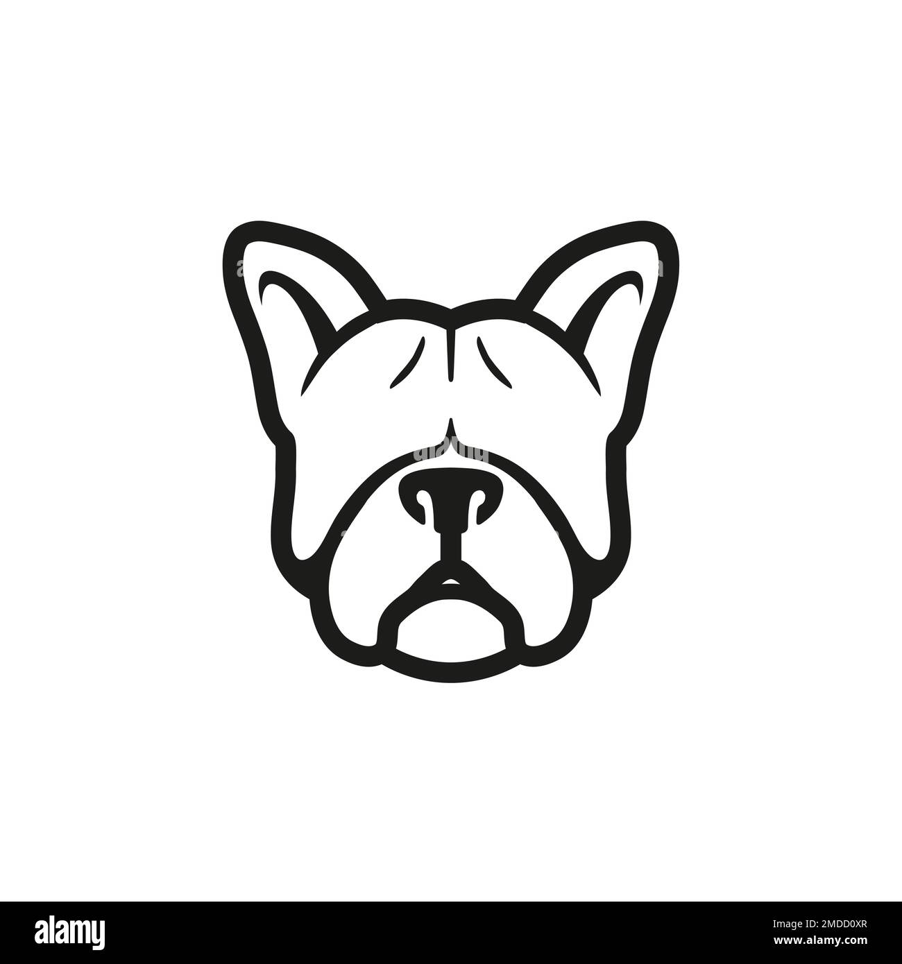 Illustration du symbole vectoriel du logo tête de Bulldog français créatif Illustration de Vecteur