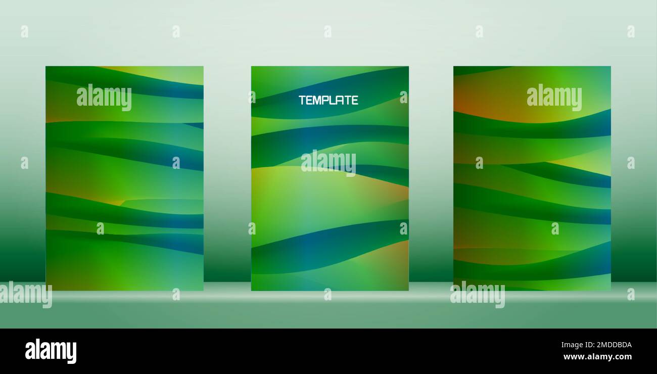 vert fluide flux dynamique fonds, set card collection mode fluide résumé bannière modèle illustration vectorielle Illustration de Vecteur