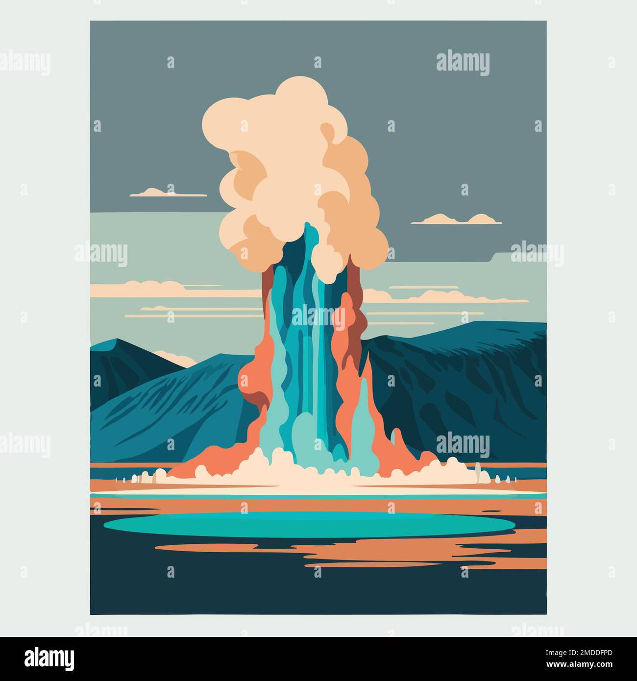 Illustration eau d'éruption thermique de type Geyser conçue pour illustrer la journée mondiale de l'eau Illustration de Vecteur