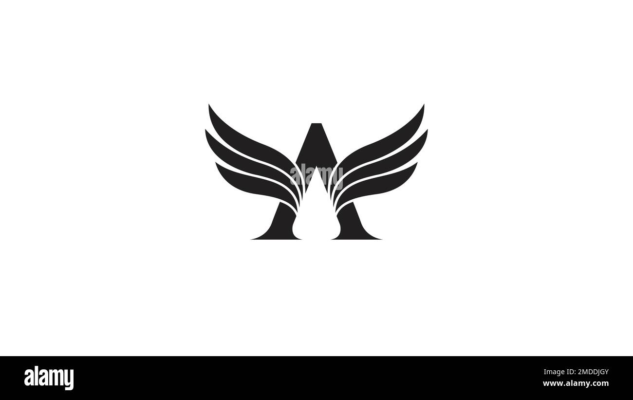 Ailes noires créatives Une lettre logo symbole vectoriel Illustration de Vecteur