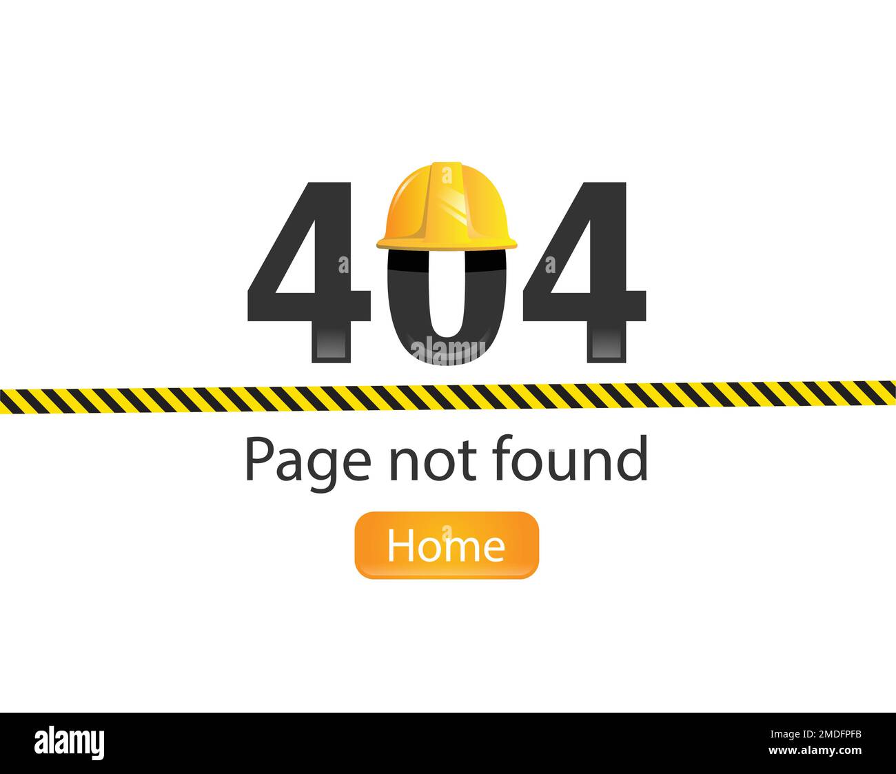 page creative 404 non trouvée erreur dans le contexte de la construction, casque de réparation et bande de sécurité, Illustration de Vecteur