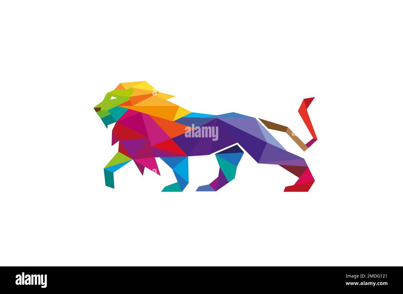 illustration créative et colorée du symbole vectoriel du logo en forme de lion polygonal Illustration de Vecteur