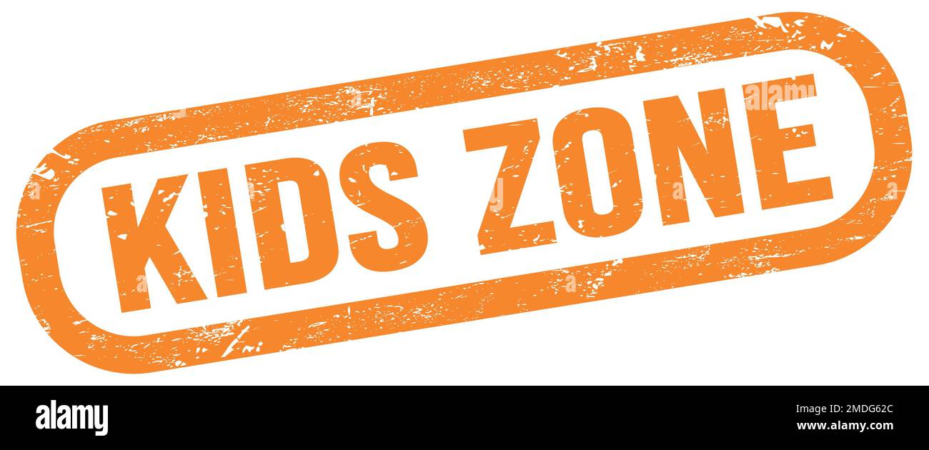 ZONE ENFANTS, texte sur le signe orange du rectangle. Banque D'Images