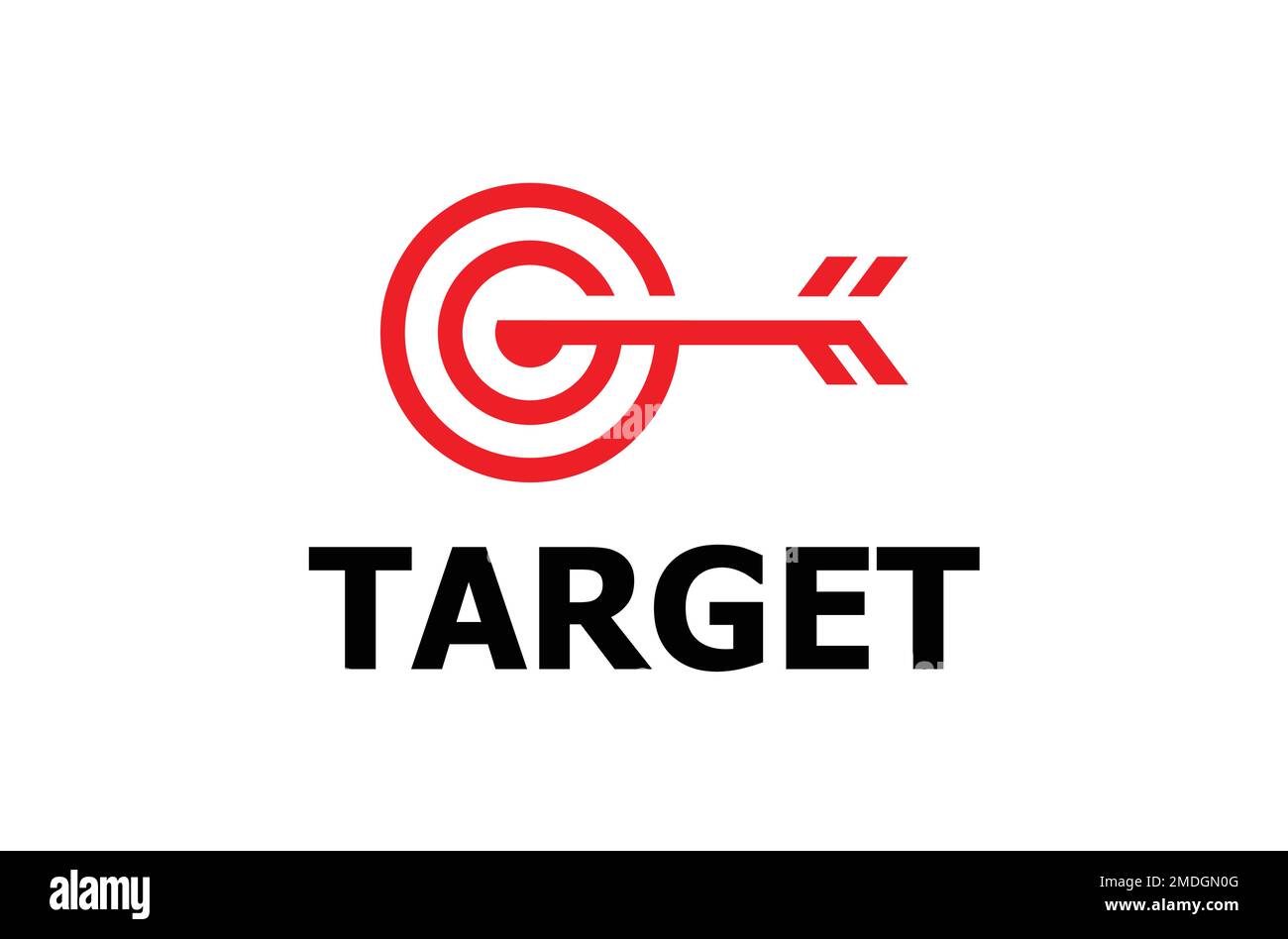 flèche rouge à droite sur le logo target, concept perfect hit, icône représentant le gagnant de l'objectif cible illustration du design vecto Illustration de Vecteur