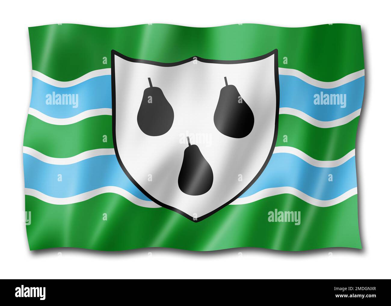 Worcestershire County Flag, Royaume-Uni waving banner collection. Illustration tridimensionnelle Banque D'Images
