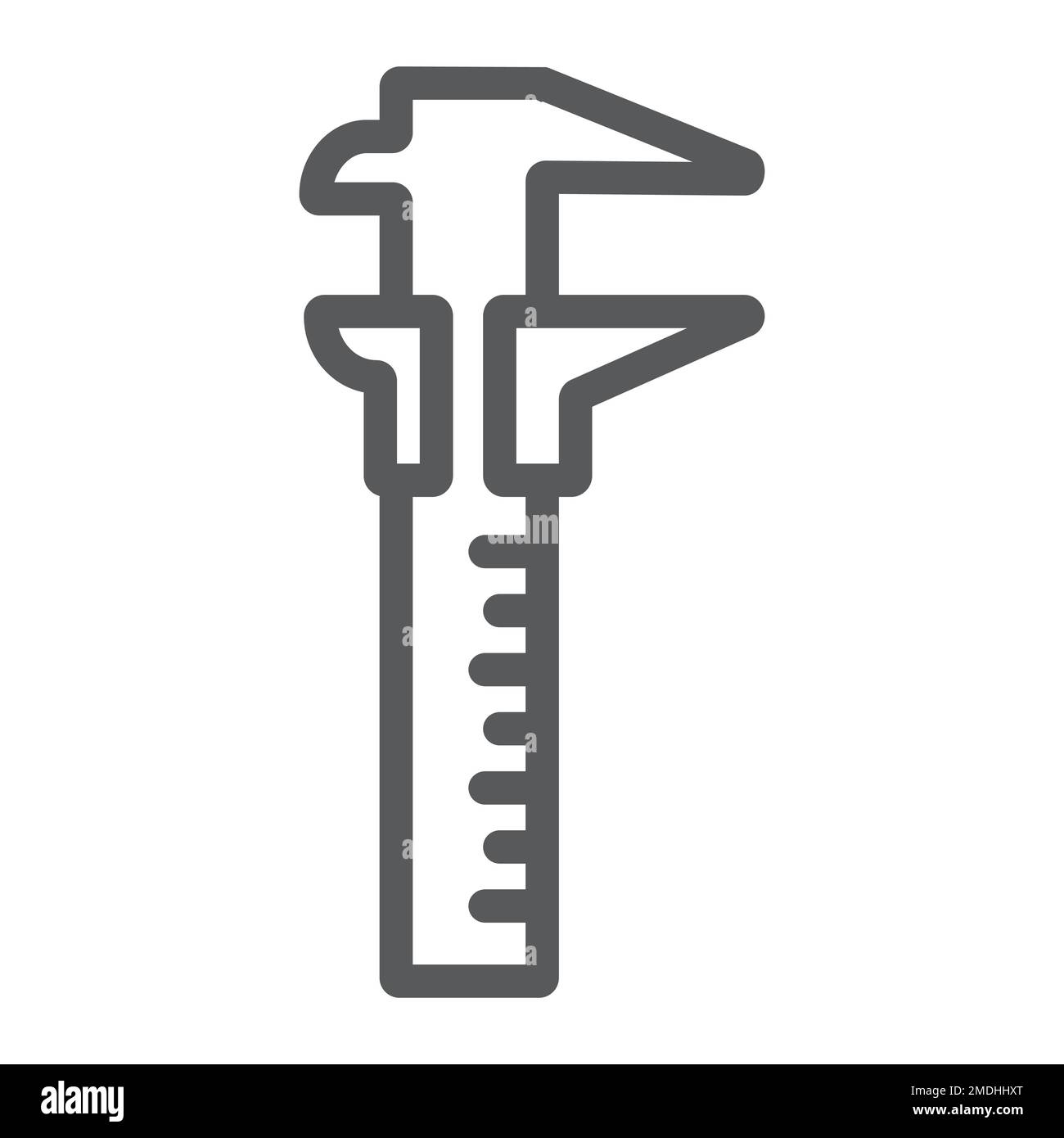 Icône de ligne de pied à coulisse, outil et instrument, signe de jauge, graphiques vectoriels, un motif linéaire sur fond blanc, eps 10. Illustration de Vecteur