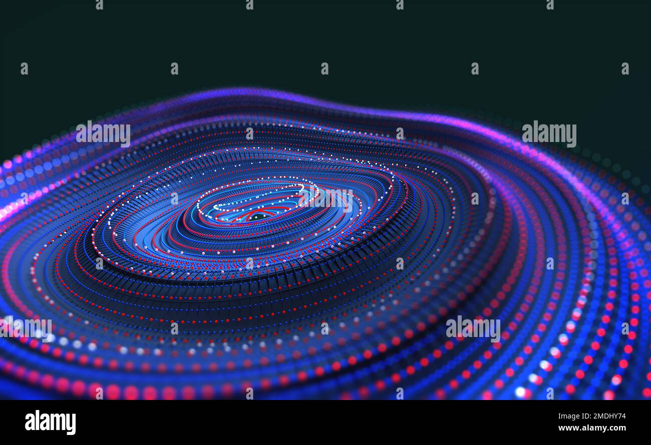 Base de données structurée. Particule d'onde numérique abstraite. Fond de musique numérique. Vibrations sonores. Vague en pointillés futuriste. Analyse Big Data Banque D'Images