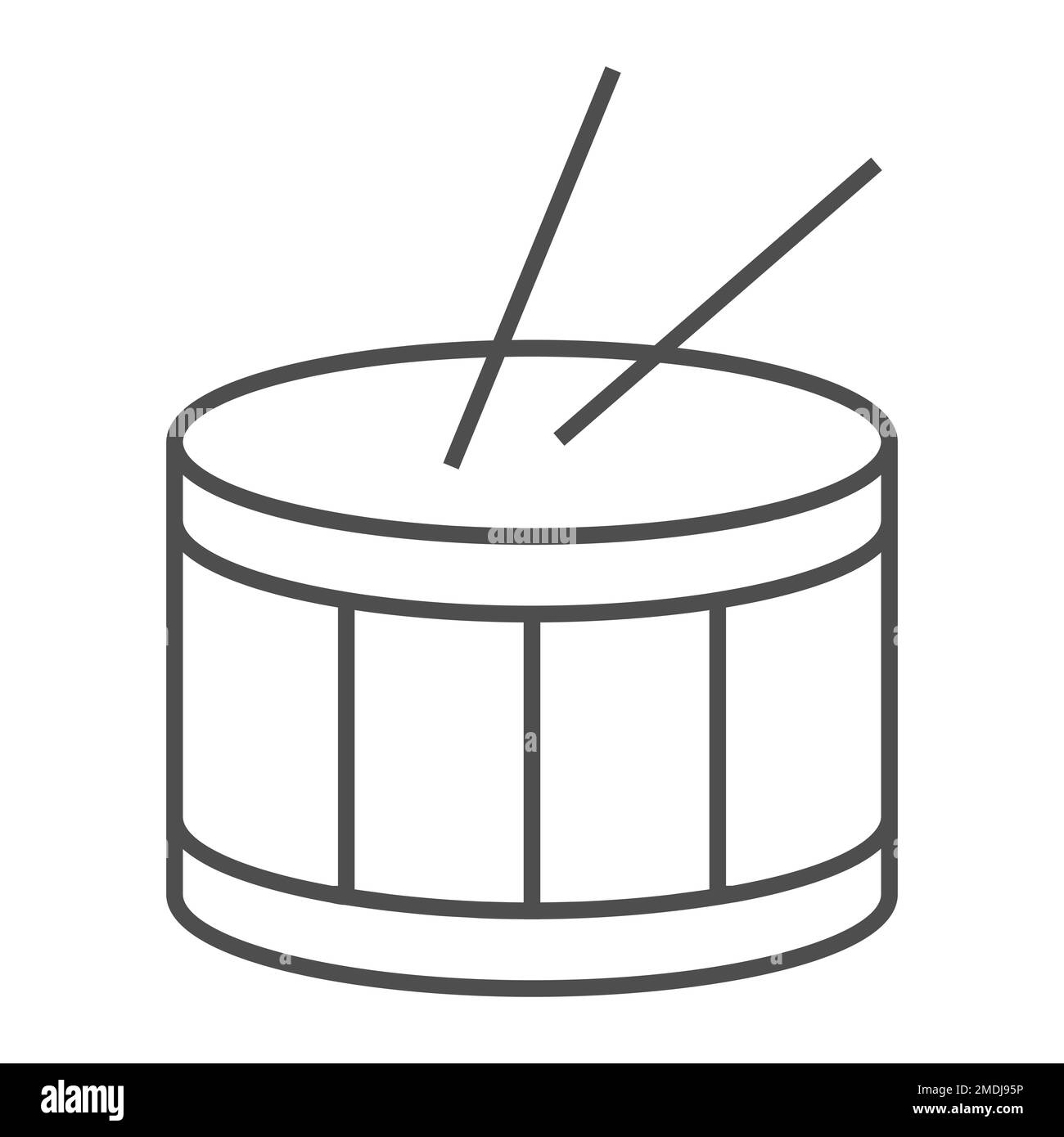 Icône de ligne mince de tambour, musique et battement, instrument signe, graphiques vectoriels, un motif linéaire sur un fond blanc, eps 10. Illustration de Vecteur