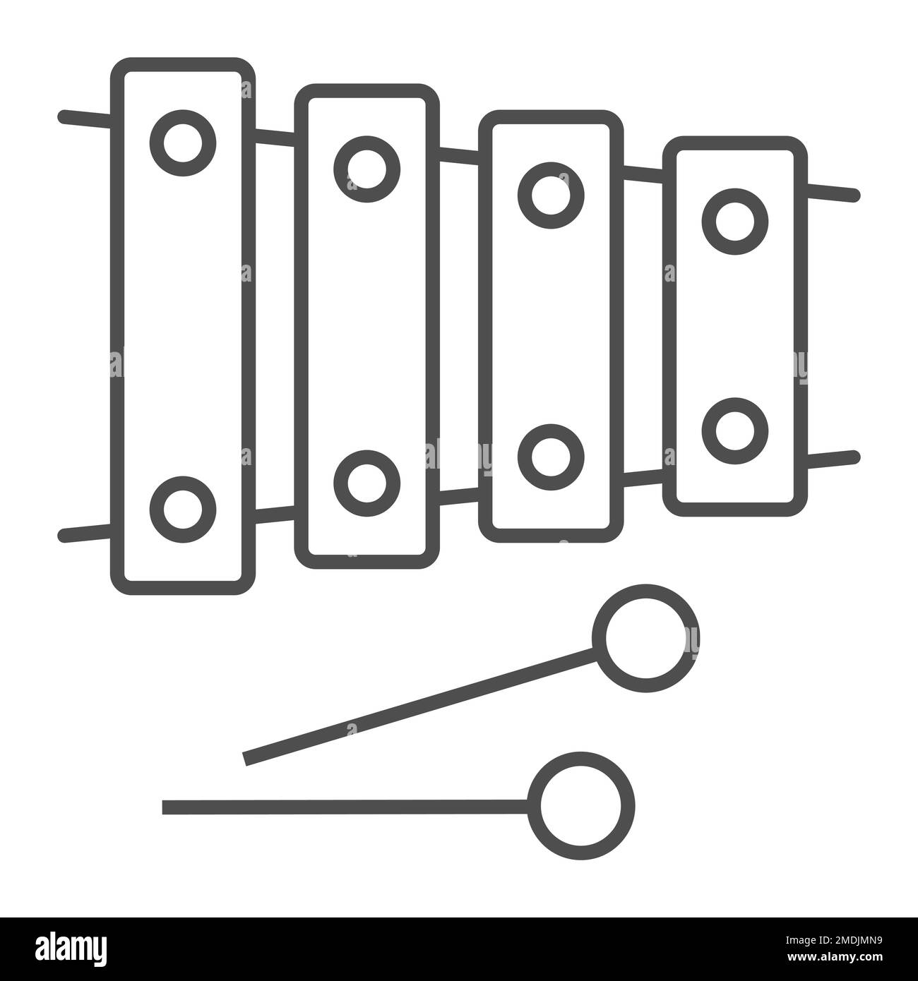 Icône de ligne mince xylophone, musique et percussion, signe d'instrument, graphiques vectoriels, un motif linéaire sur fond blanc, eps 10. Illustration de Vecteur