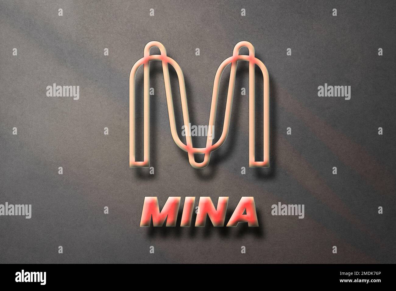 LOGO et symbole DE LA PIÈCE DE monnaie 3D CRYPTO-monnaie DE MINA sur fond  marron, illustration de la finance décentralisée de la chaîne de blocs  Photo Stock - Alamy