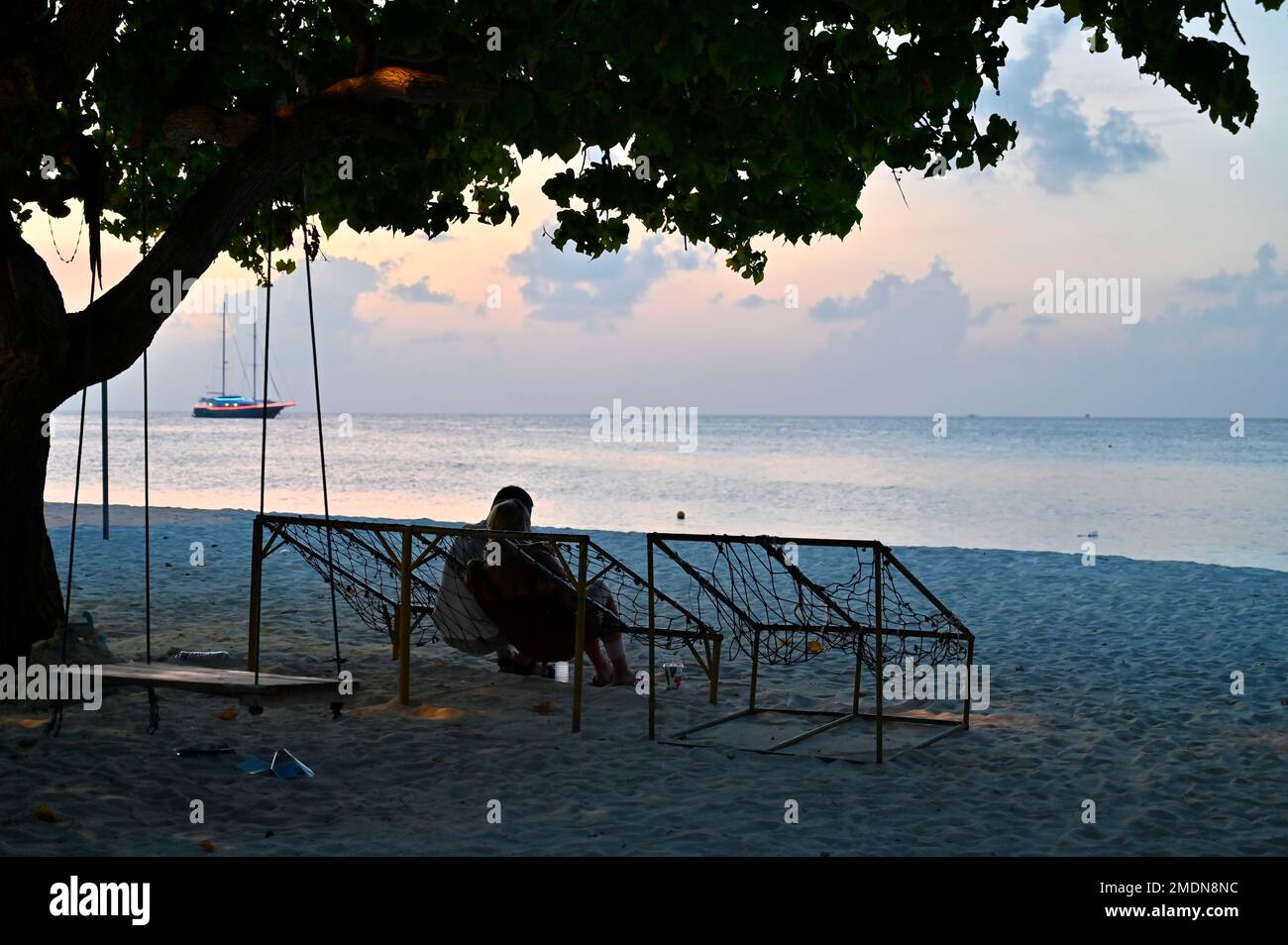 Maldives, Asie du Sud, océan Indien, coucher de soleil Banque D'Images