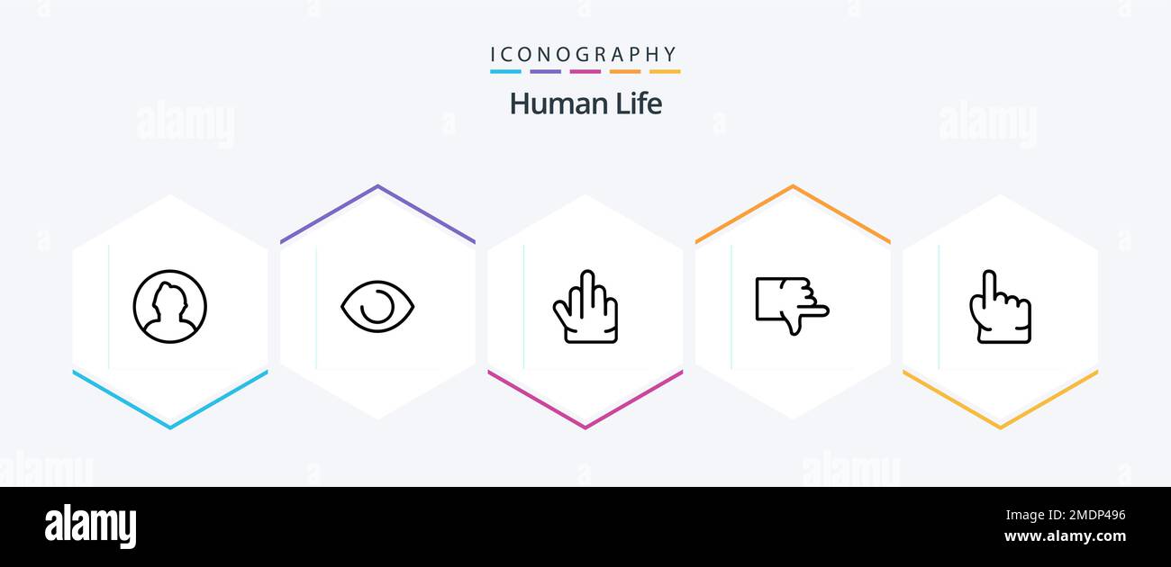 Pack d'icônes Human 25 Line avec point. doigt. doigts. votez. bas Illustration de Vecteur
