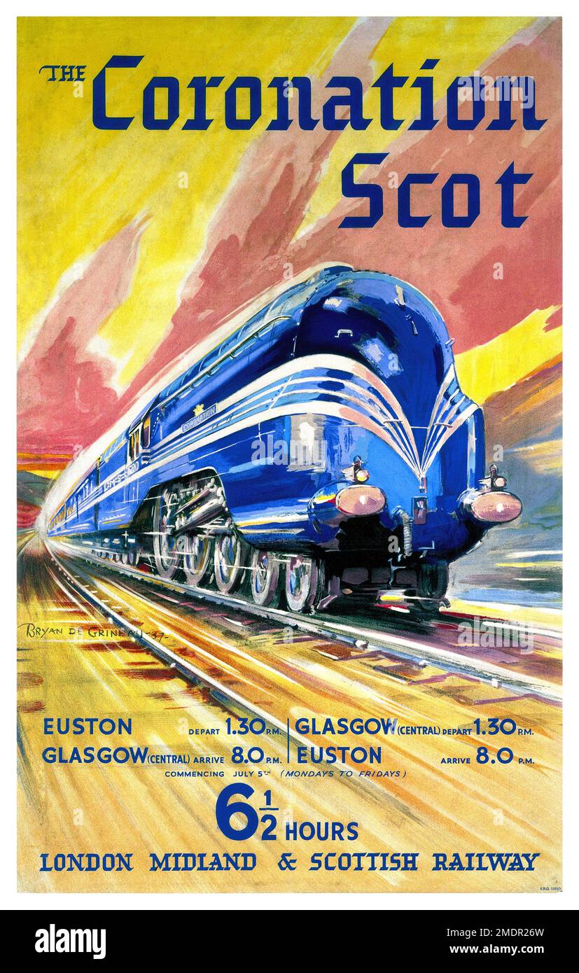 The Coronation Scot de Charles William Grineau (1883-1957). Affiche publiée en 1937 au Royaume-Uni. Banque D'Images