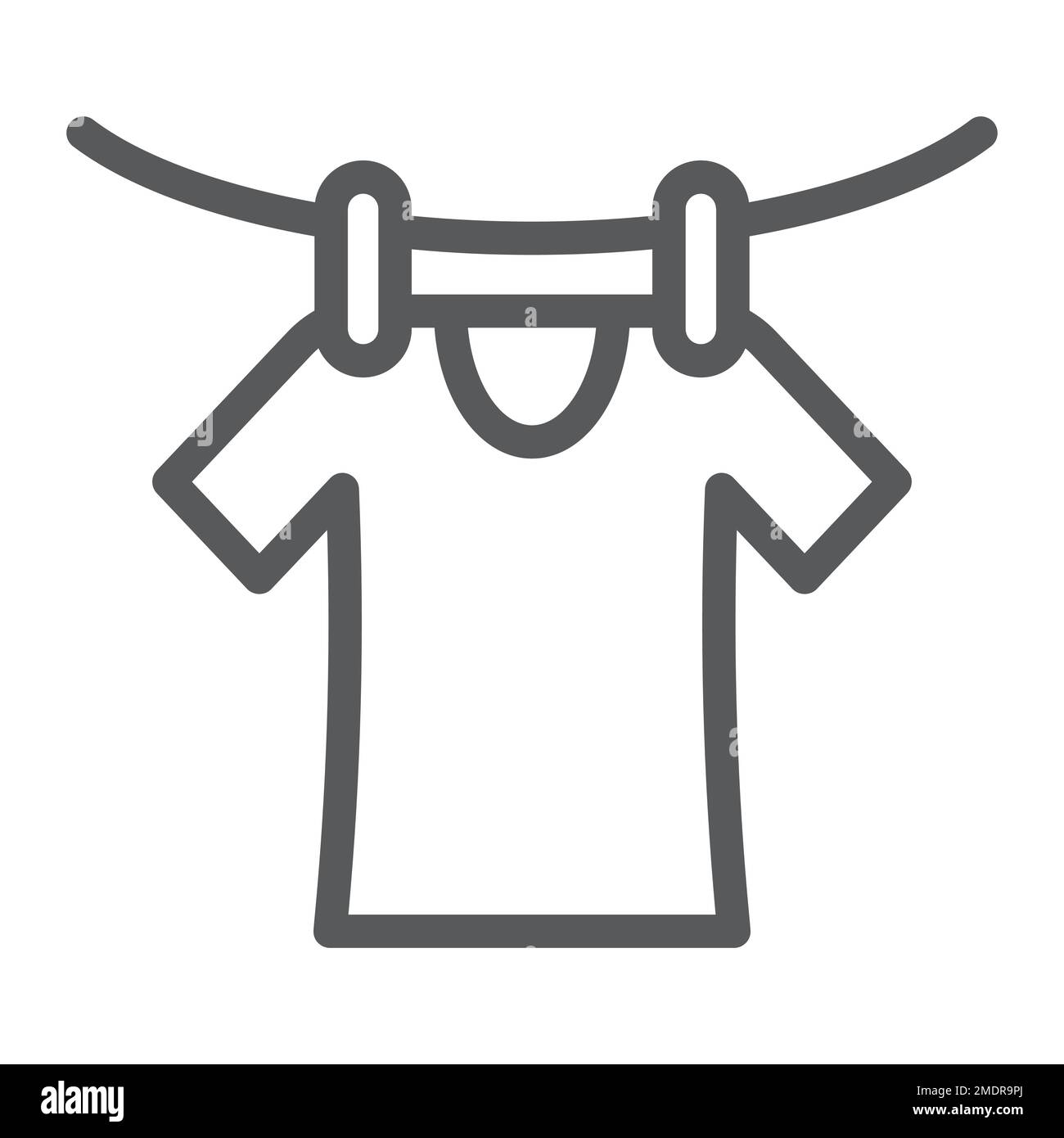 Icône de ligne de séchage, lessive et séchage, signe de vêtements, graphiques vectoriels, un motif linéaire sur fond blanc, eps 10. Illustration de Vecteur