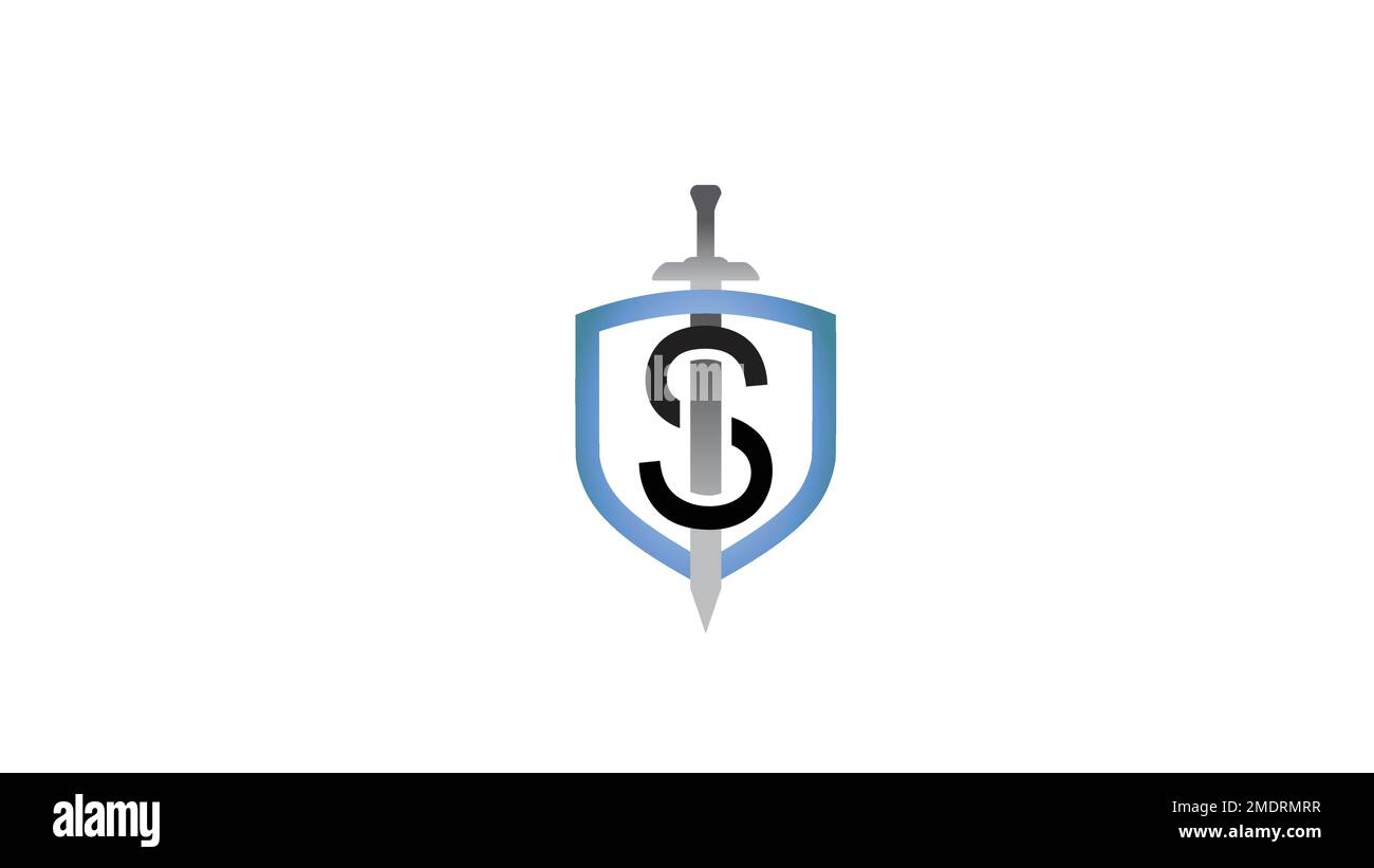motif vectoriel du symbole du logo de l'épée de la lettre du bouclier créatif Illustration de Vecteur