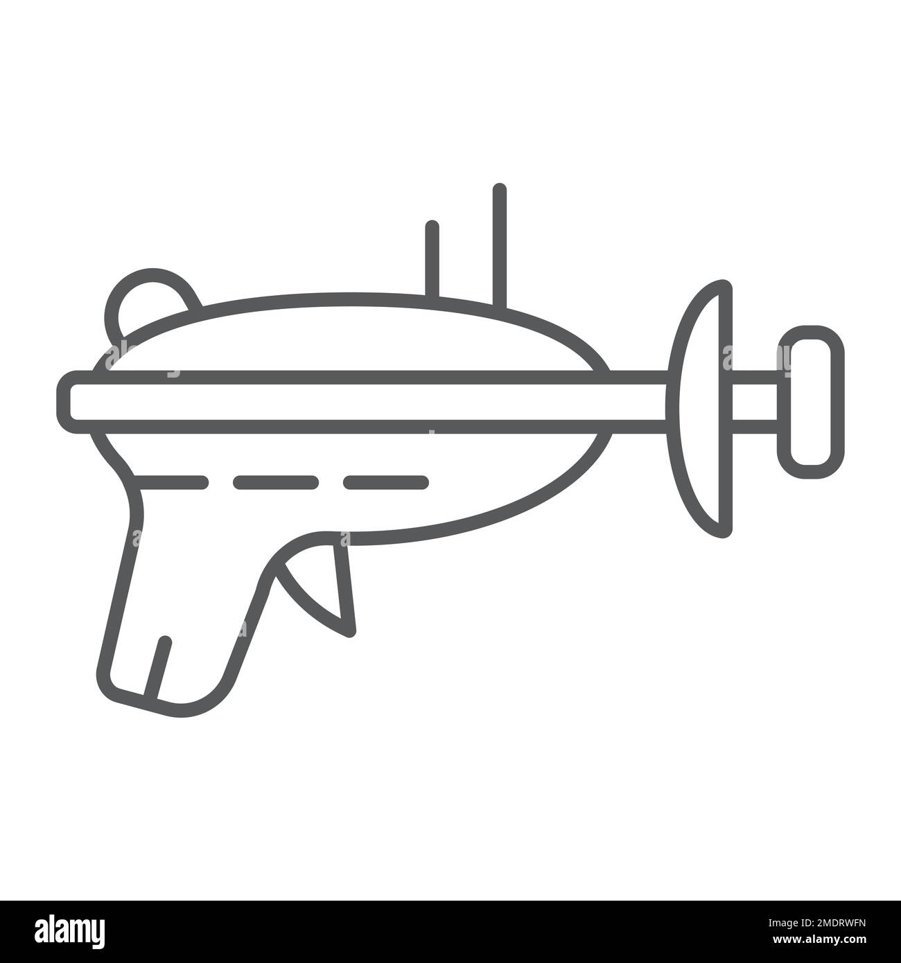 Blaster icône de ligne mince, espace et arme, laser blaster signe, graphiques vectoriels, un motif linéaire sur un fond blanc, eps 10. Illustration de Vecteur