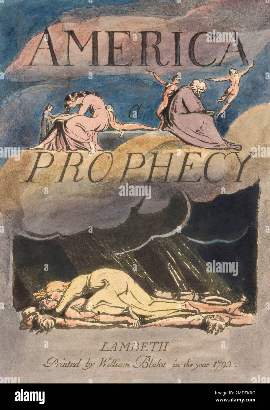 Page de titre de William Blake de son livre America, A Prophecy publié en 1793. Banque D'Images